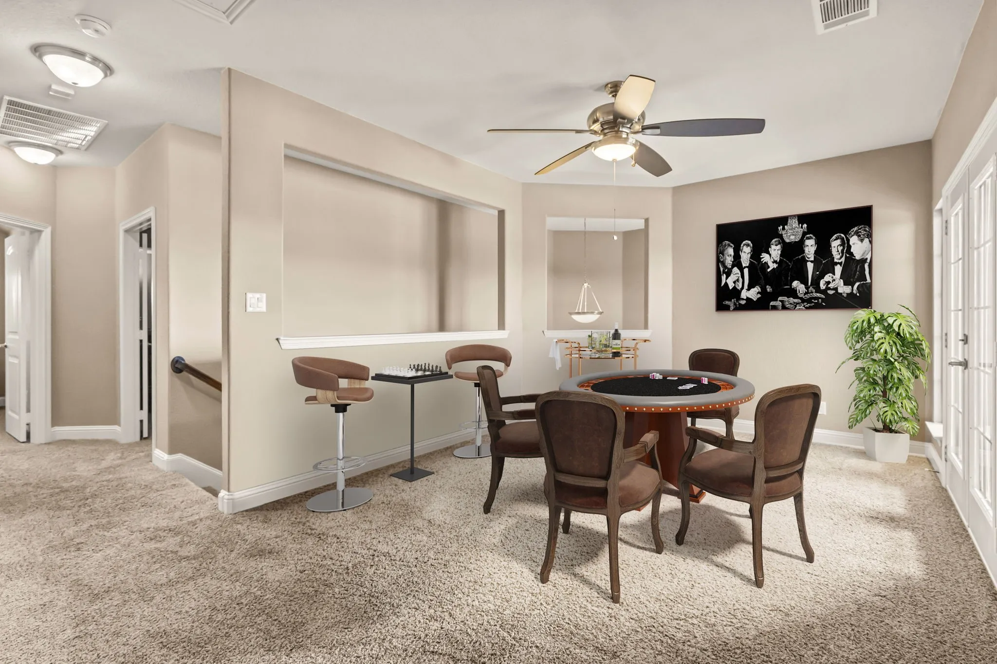 Loft game room / sitting area virtually staged