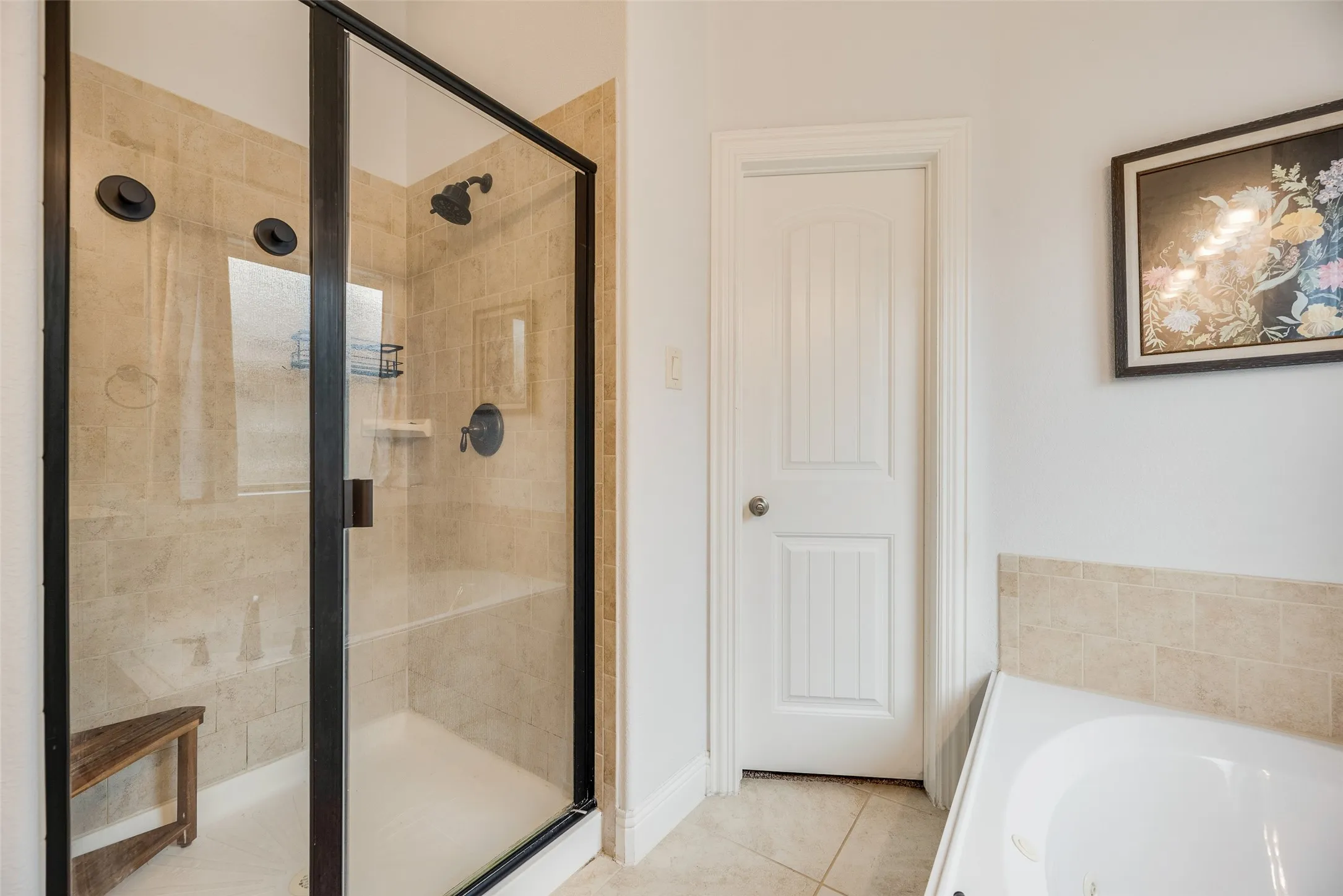 Separate walk-in shower and primary closet