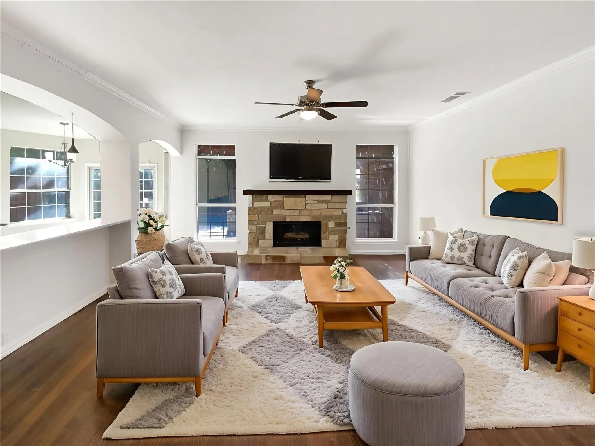 Virtual staged living room