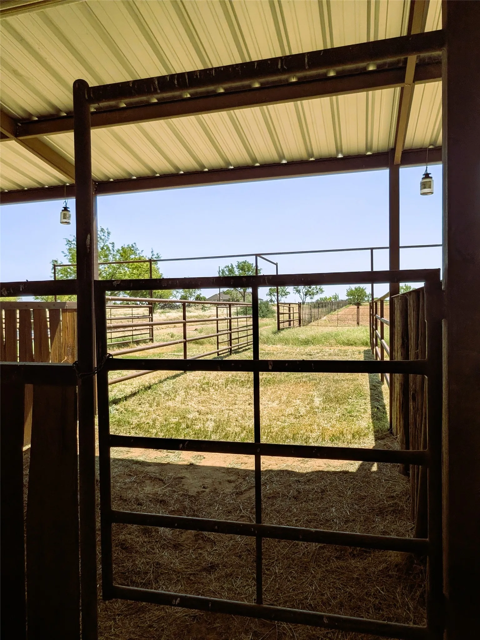 Stall showing pipe runs