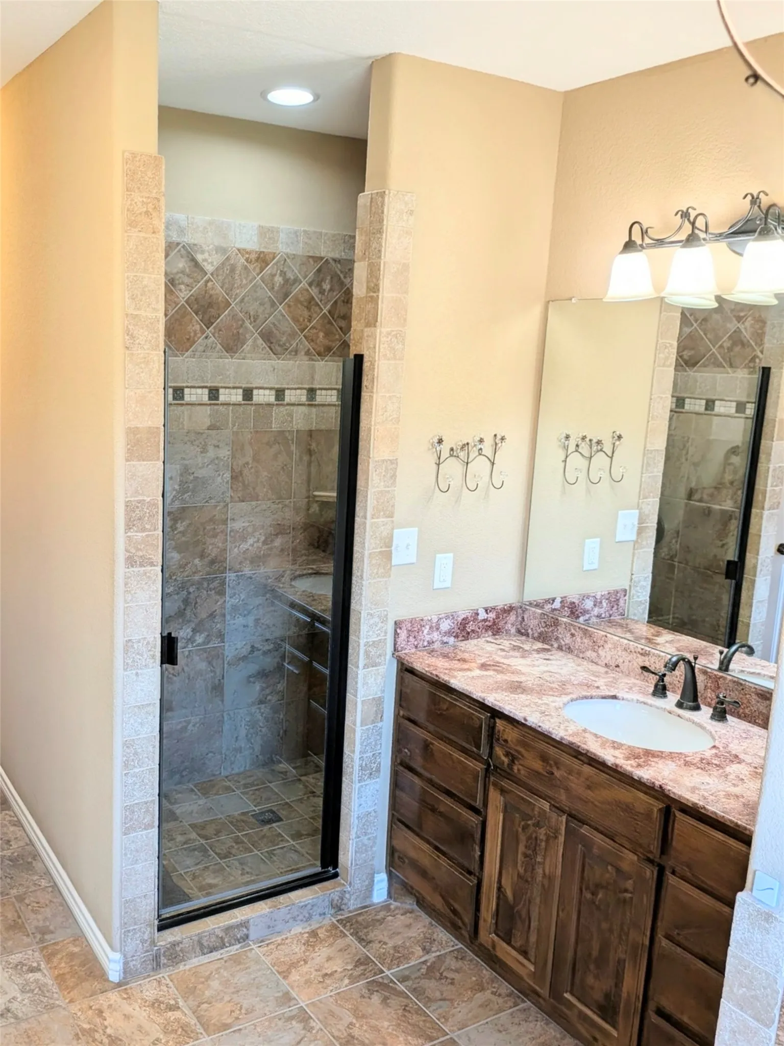 Large walk-in shower and lavatory
