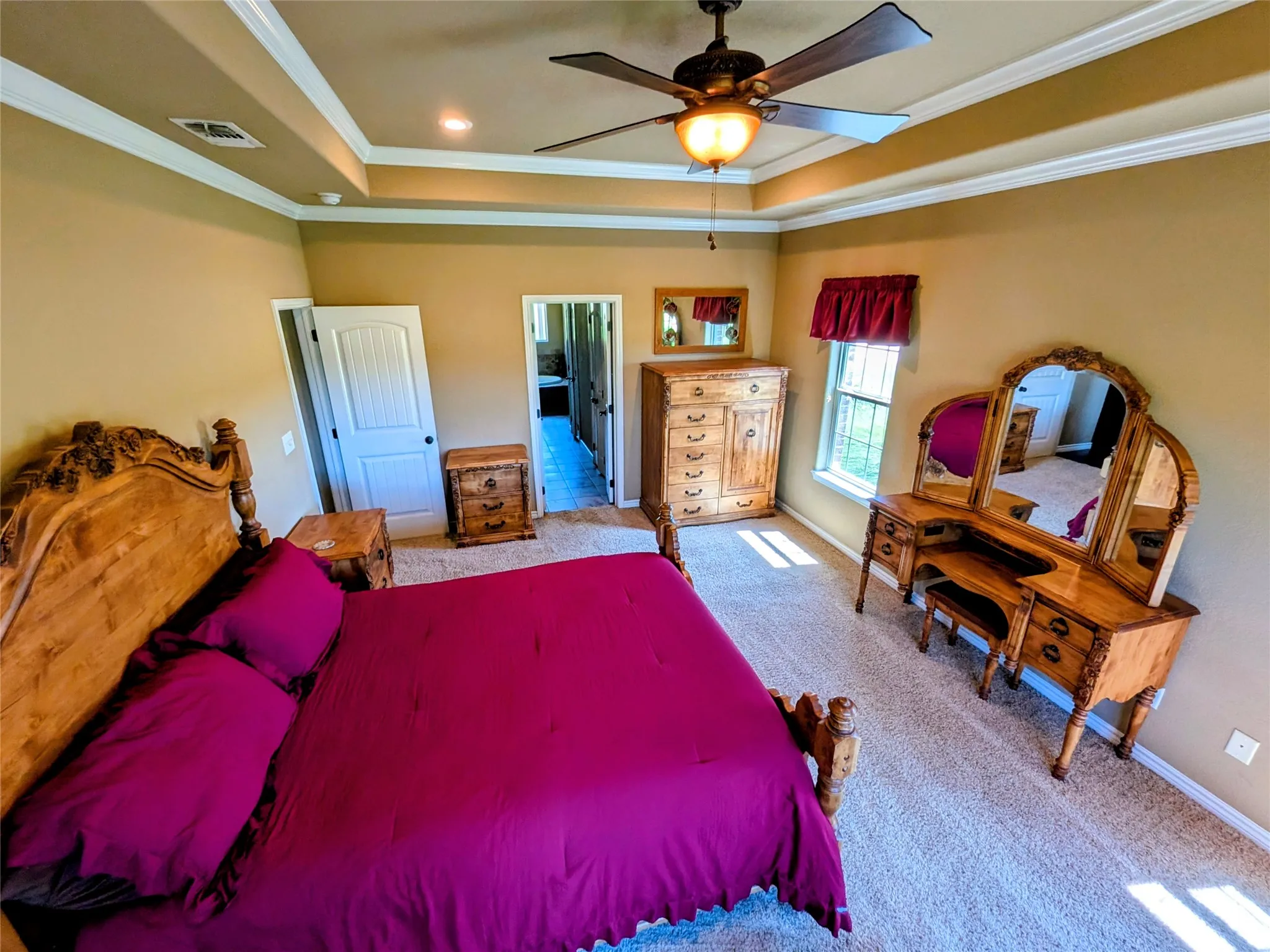Master Suite taken from the large windows back toward the Master Bath entry.