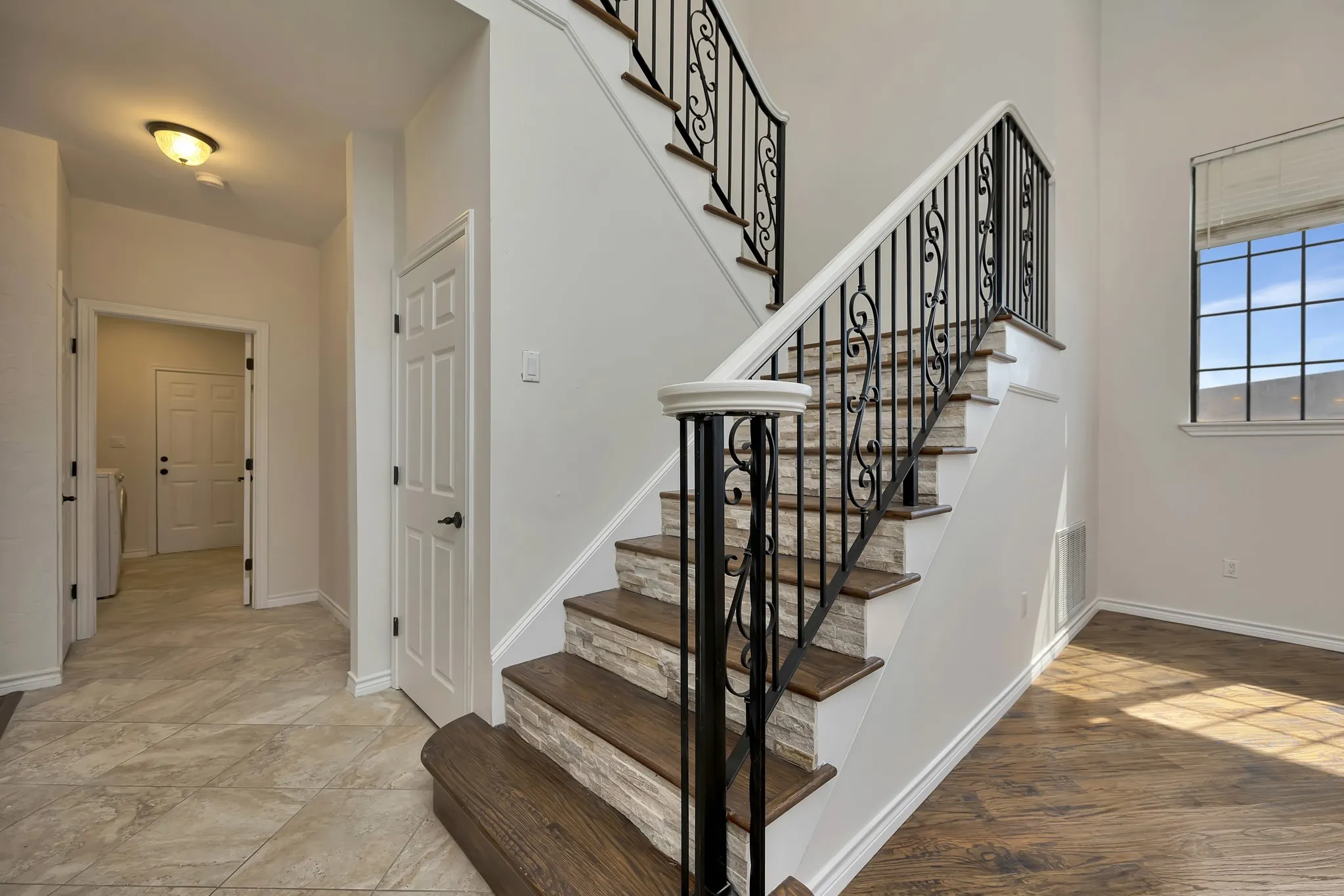 Stairway with baseboards