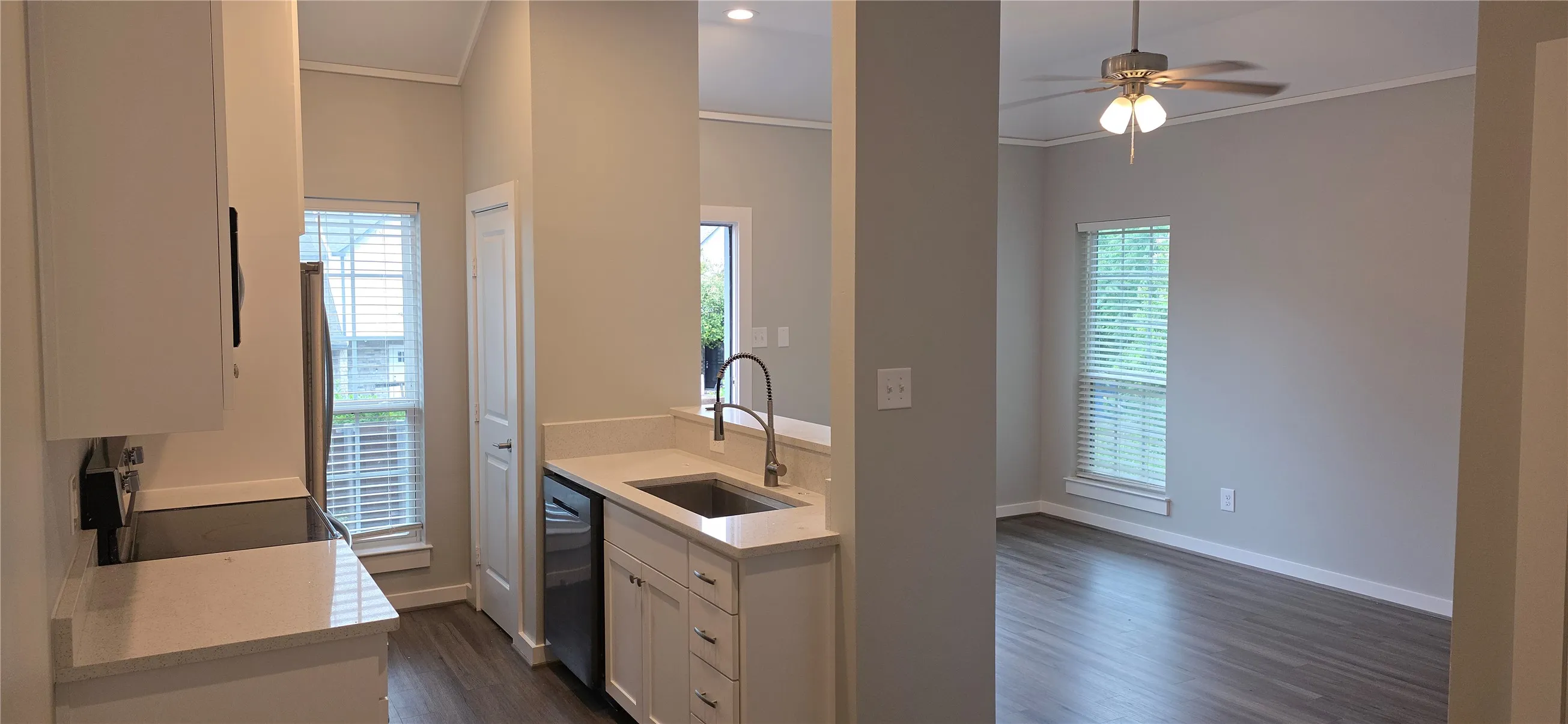 Kitchen and Living from Dining room