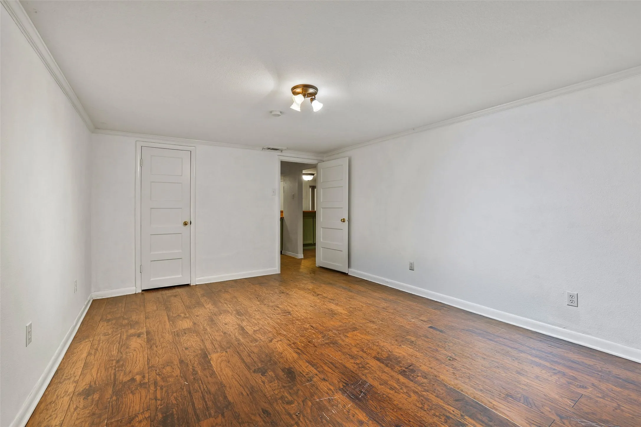 Separate bedroom with walk-in closet in basement