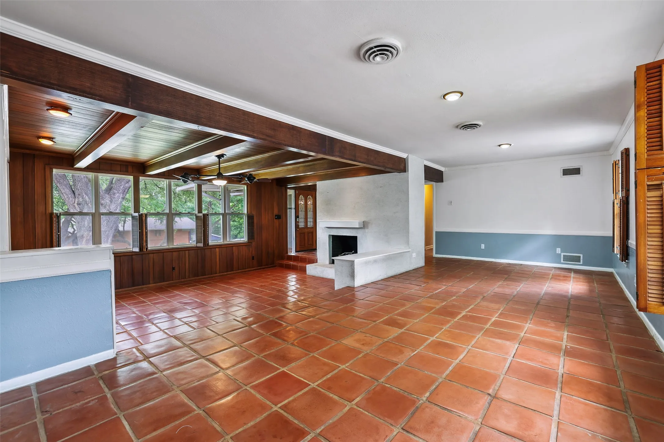 Upper level of living area offers dining space and additional living space