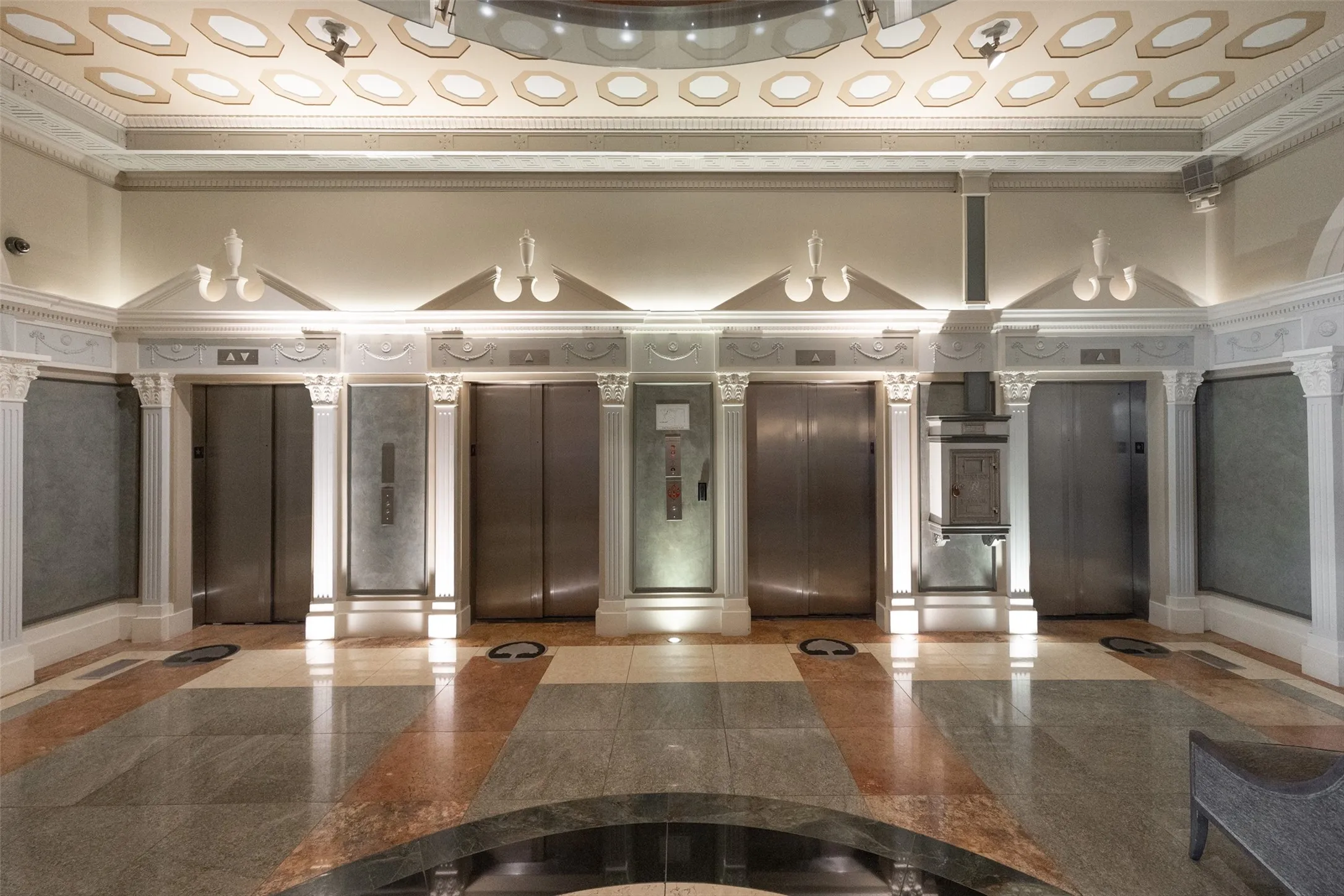 Ornate elevator bank