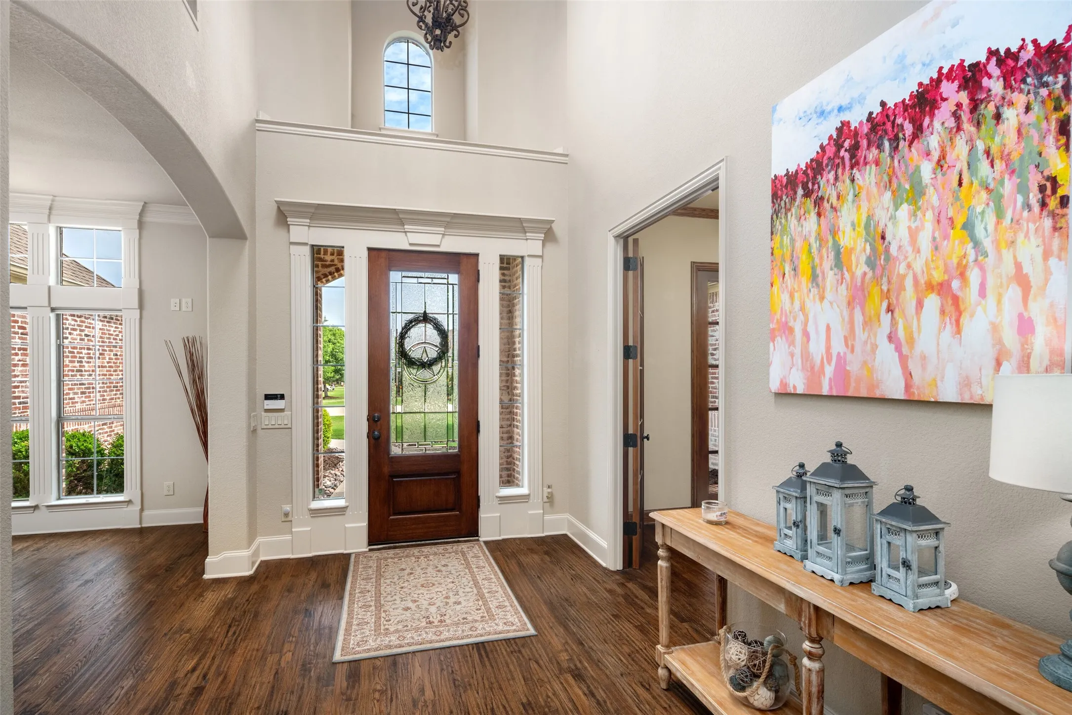 Sunlight Cascades Inside for Natural Lighting in the Elegant Foyer Welcoming You Home