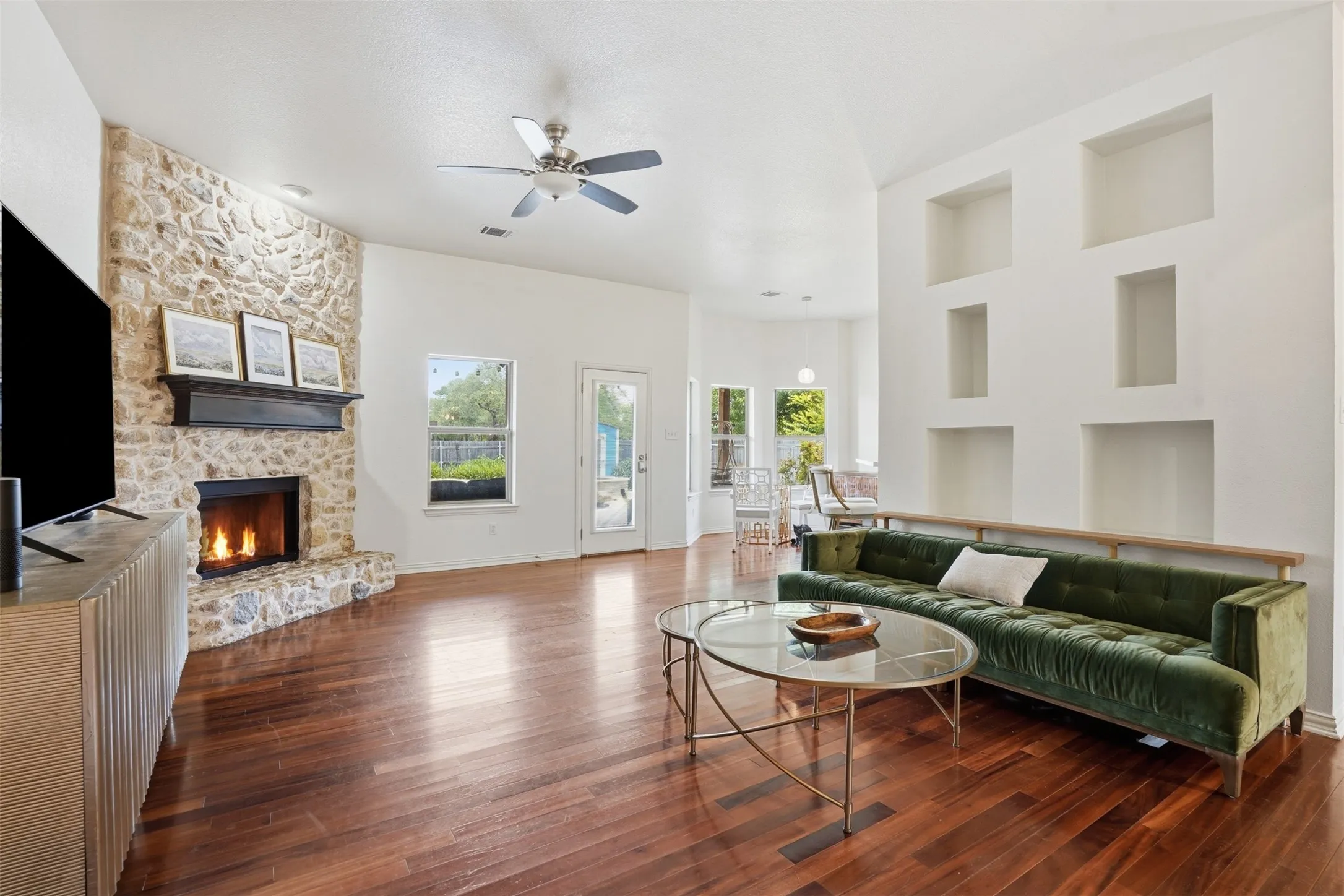 These are solid wood cherry floors that can be refinished unlike many engineered wood floors.