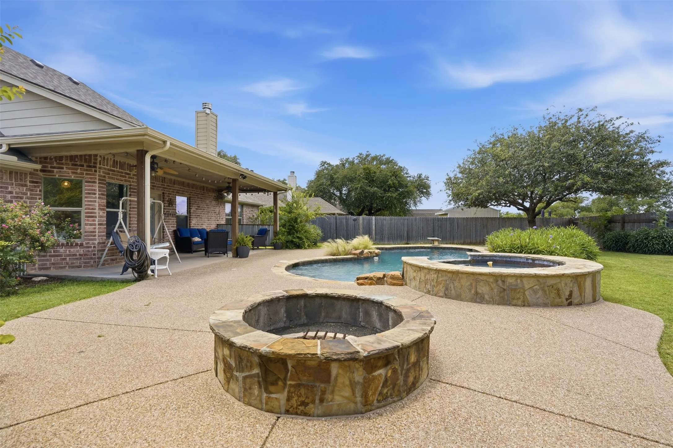 Stone fire pit.
