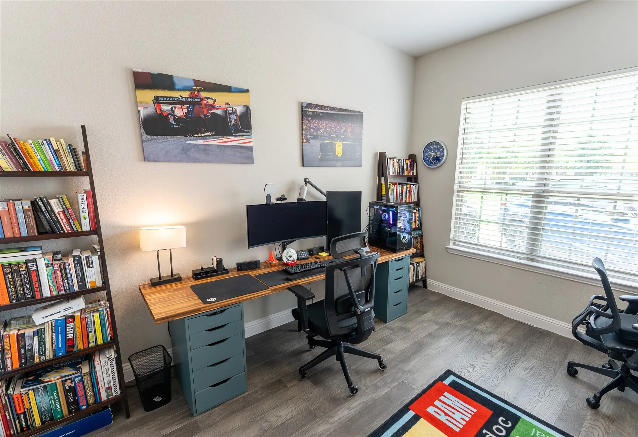 Office with french glass door entry, LVP flooring and double closet space.