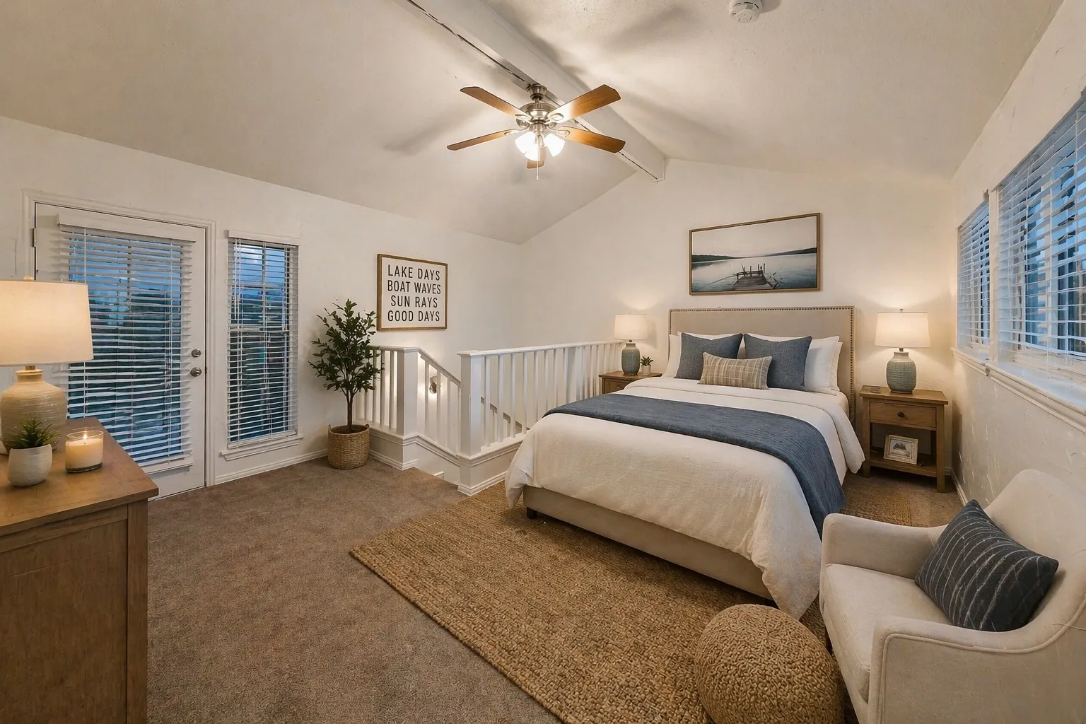 Primary Bedroom.  Digitally staged.