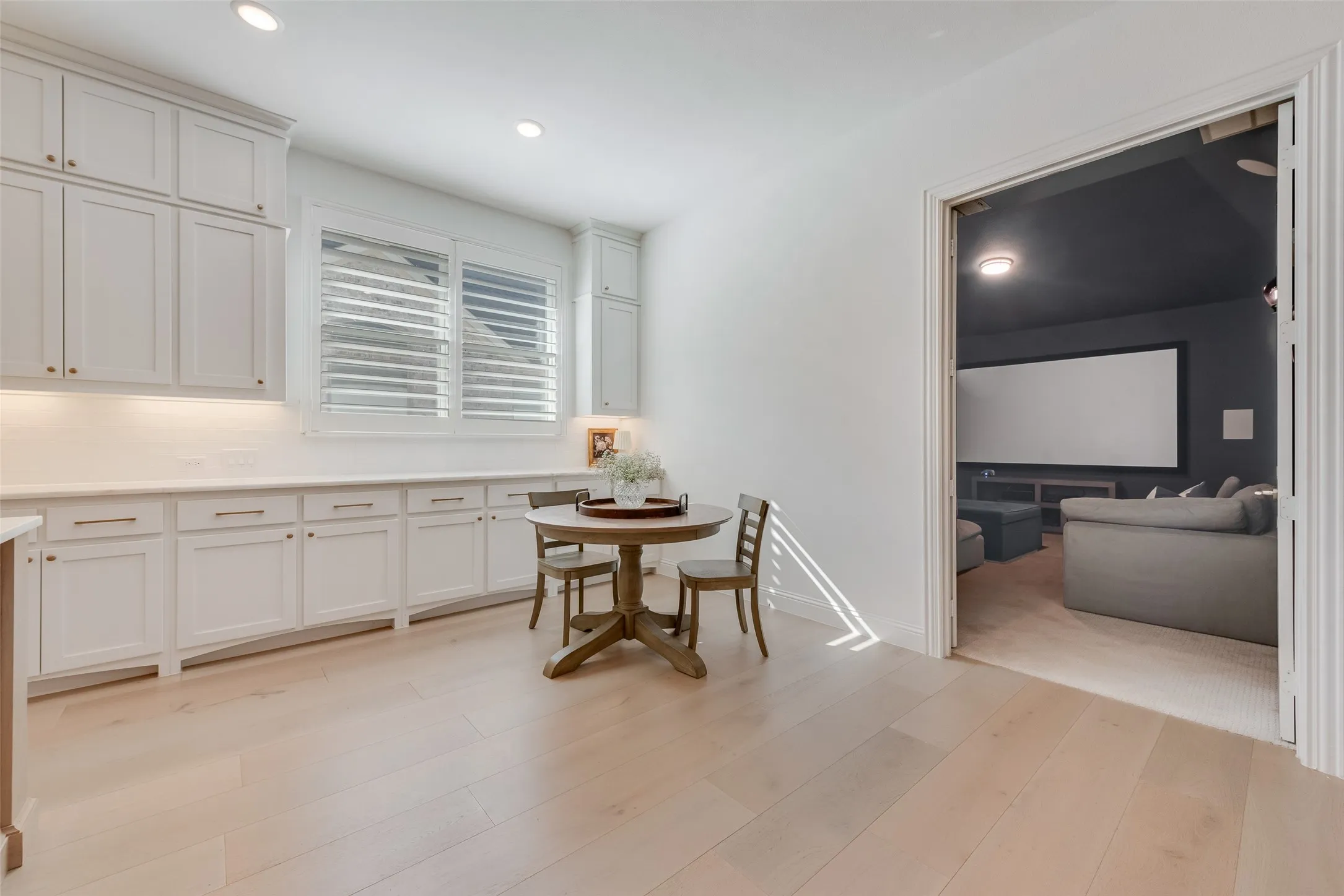 Breakfast Nook area with cabinets