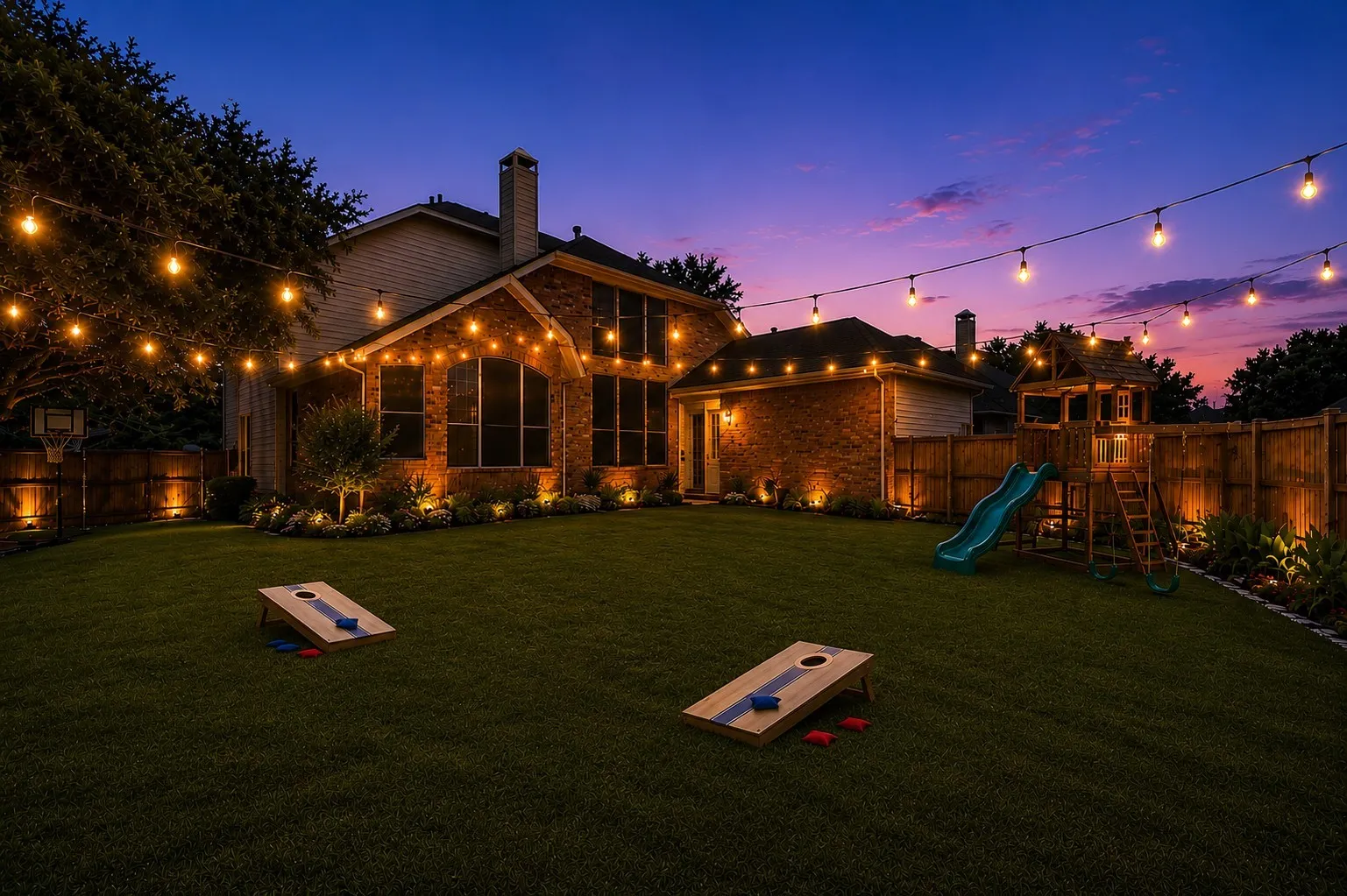 Large backyard for outdoor fun