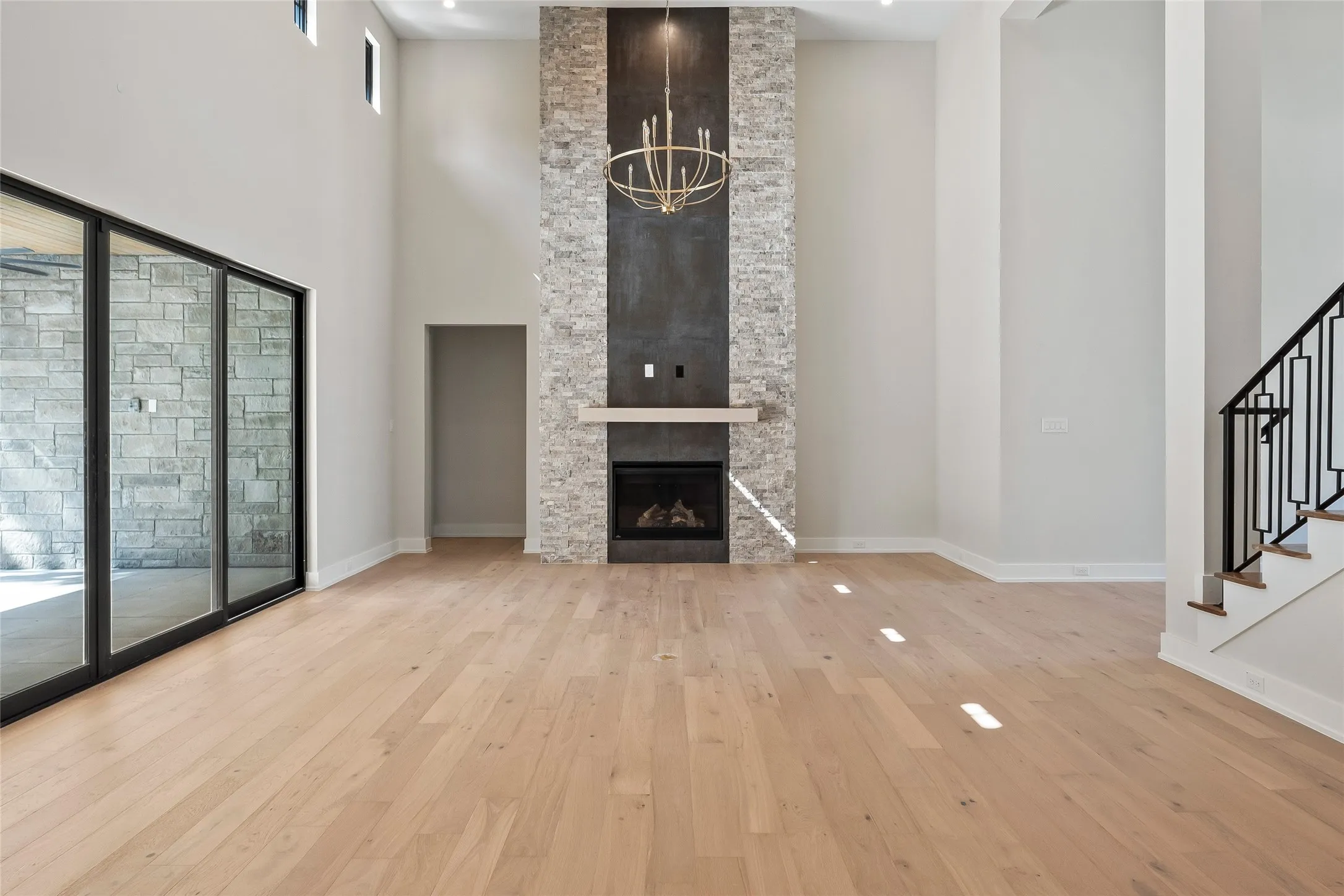 A similar home living room finish out.