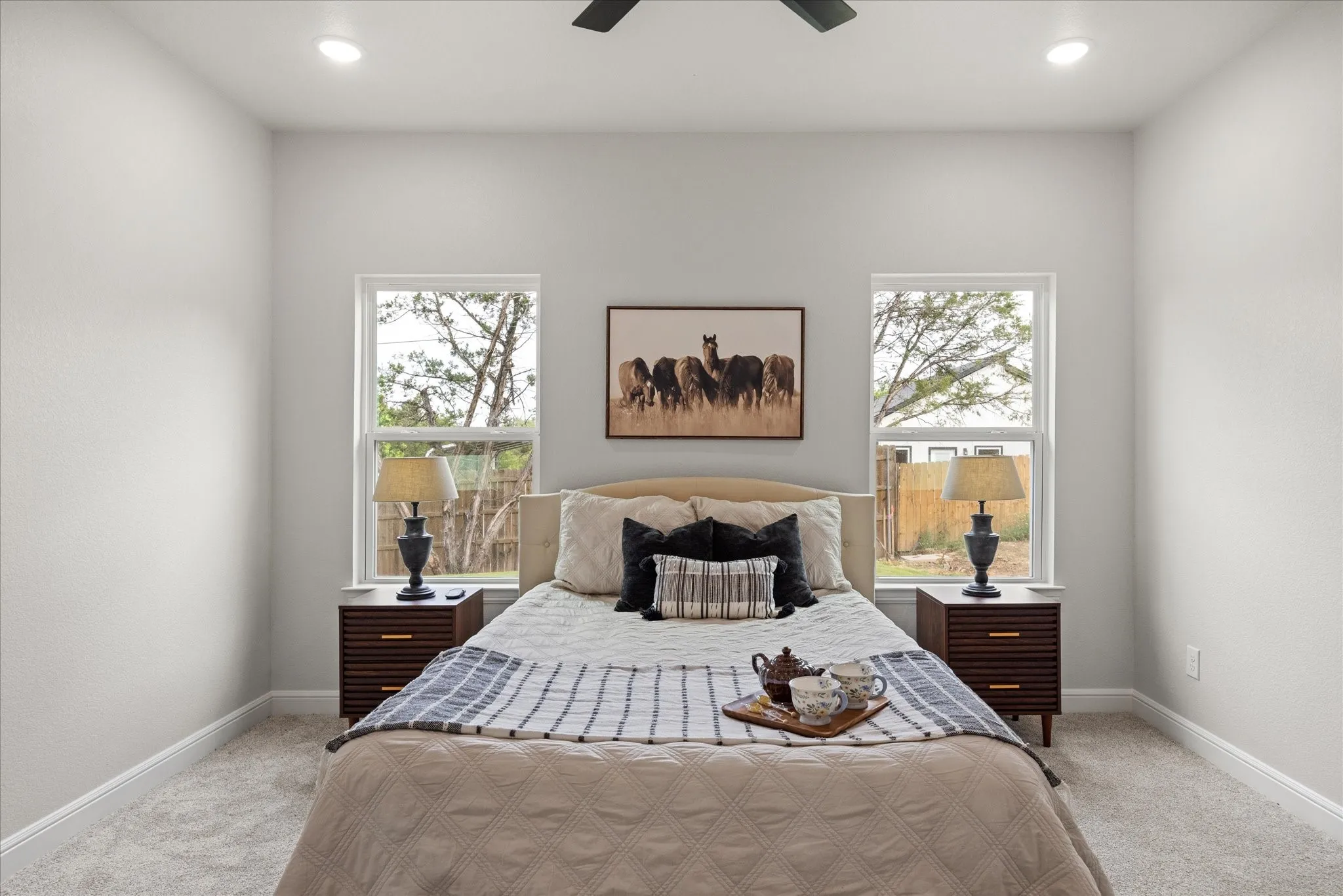 The Primary Bedroom is located downstairs and has an ensuite Bathroom.