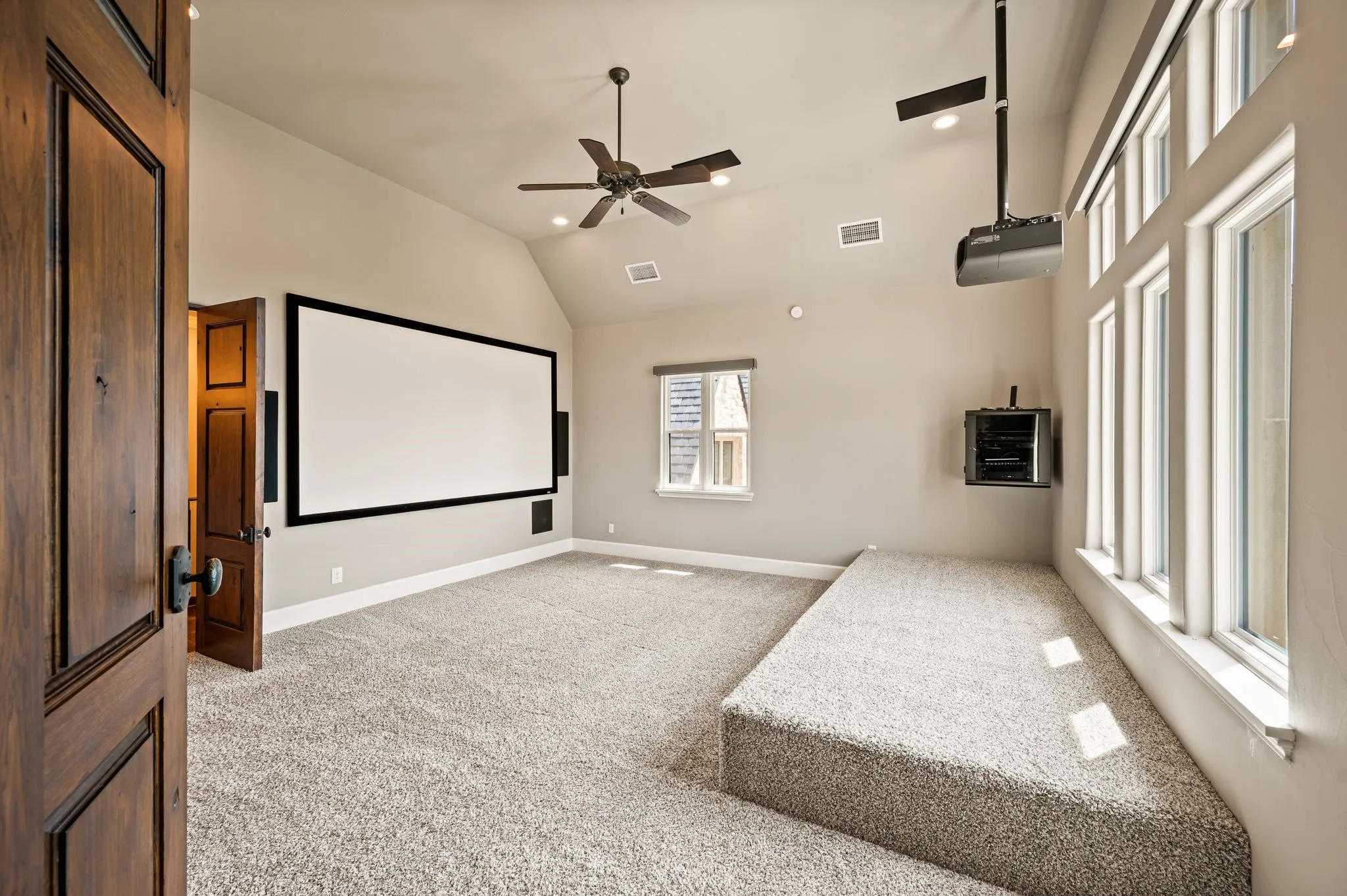 This media room is ready for movie night.