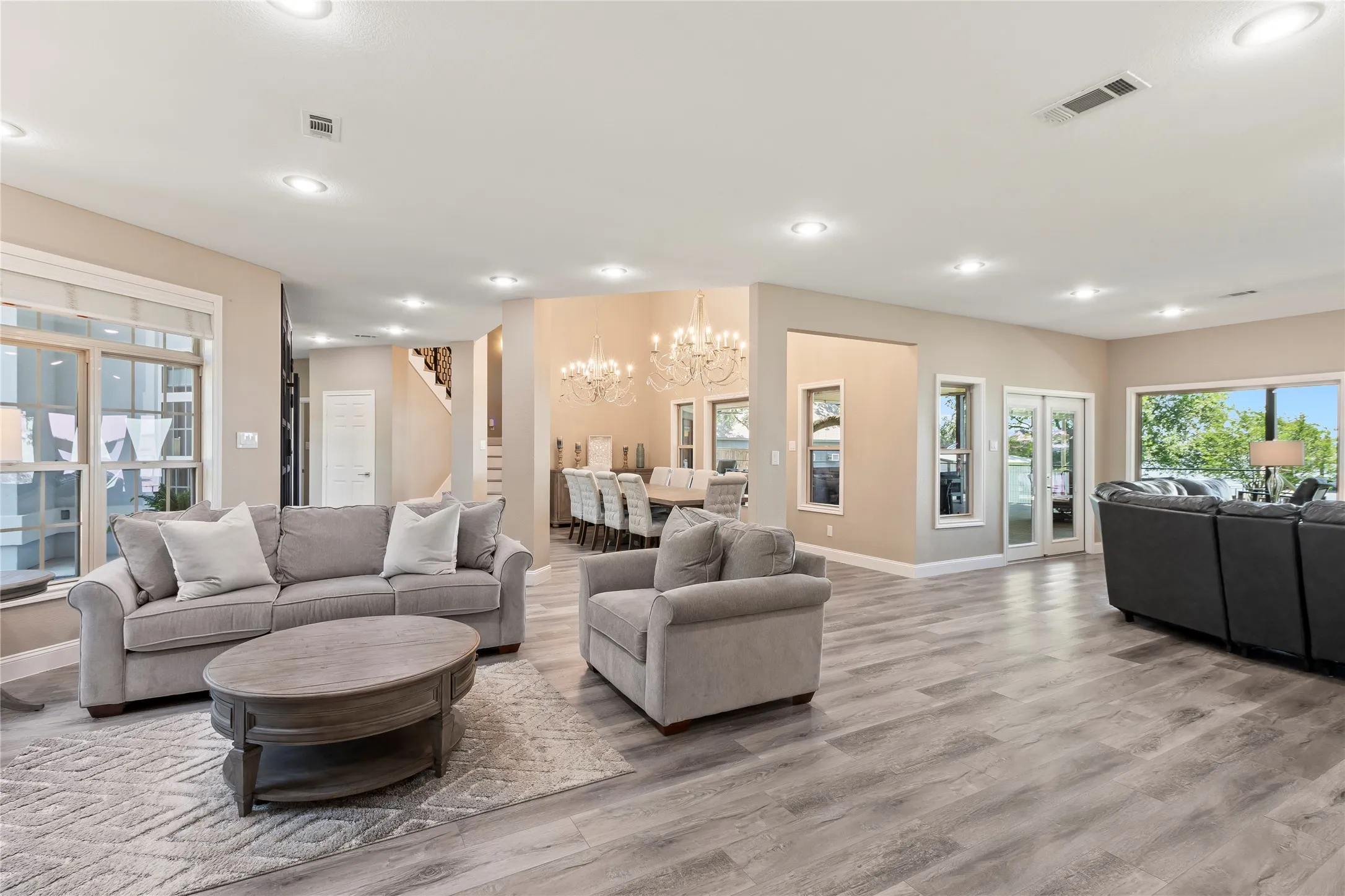 Expansive great room filled with natural light.