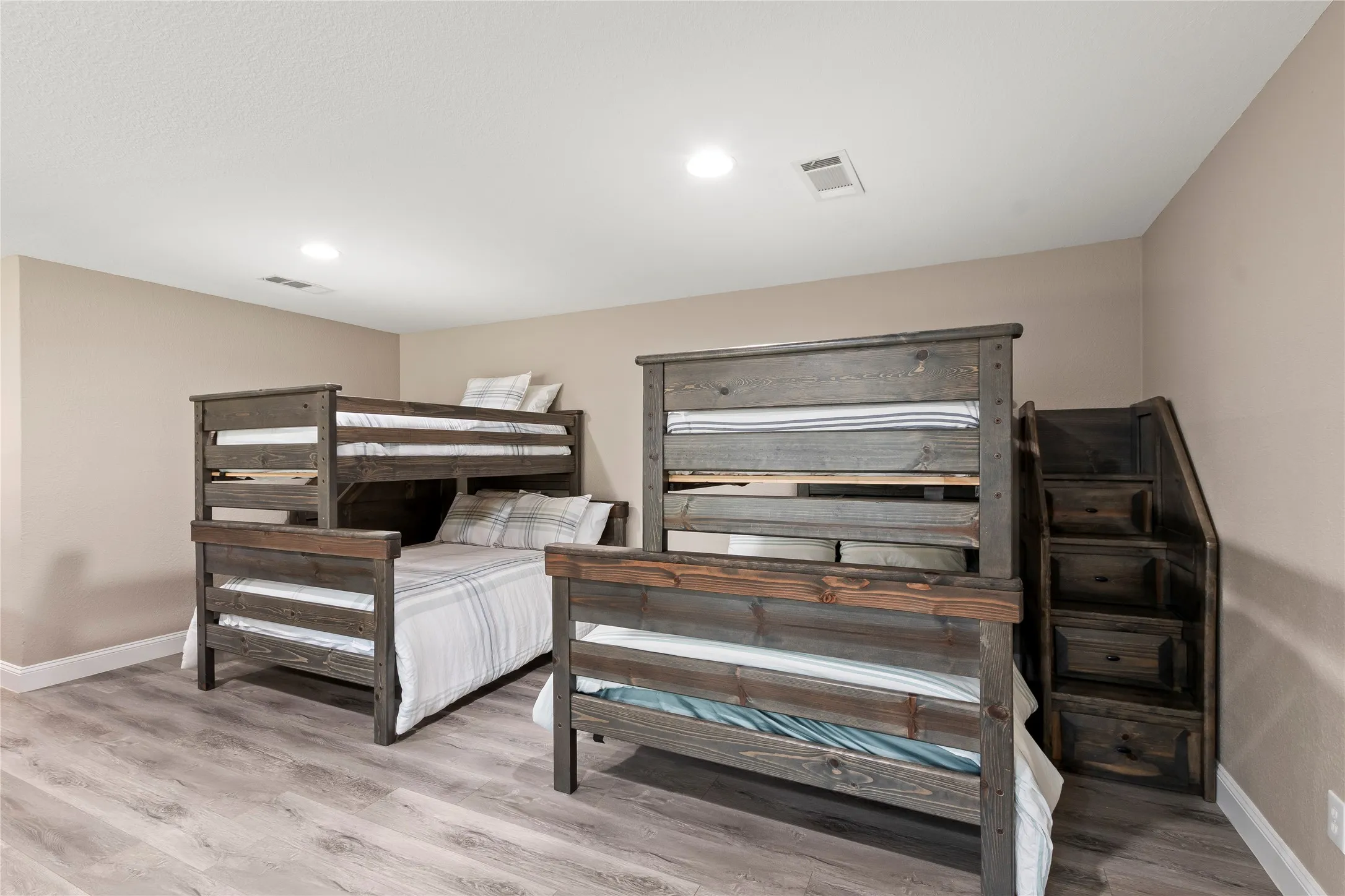 Custom built bunks made for sleeping and hosting large groups!