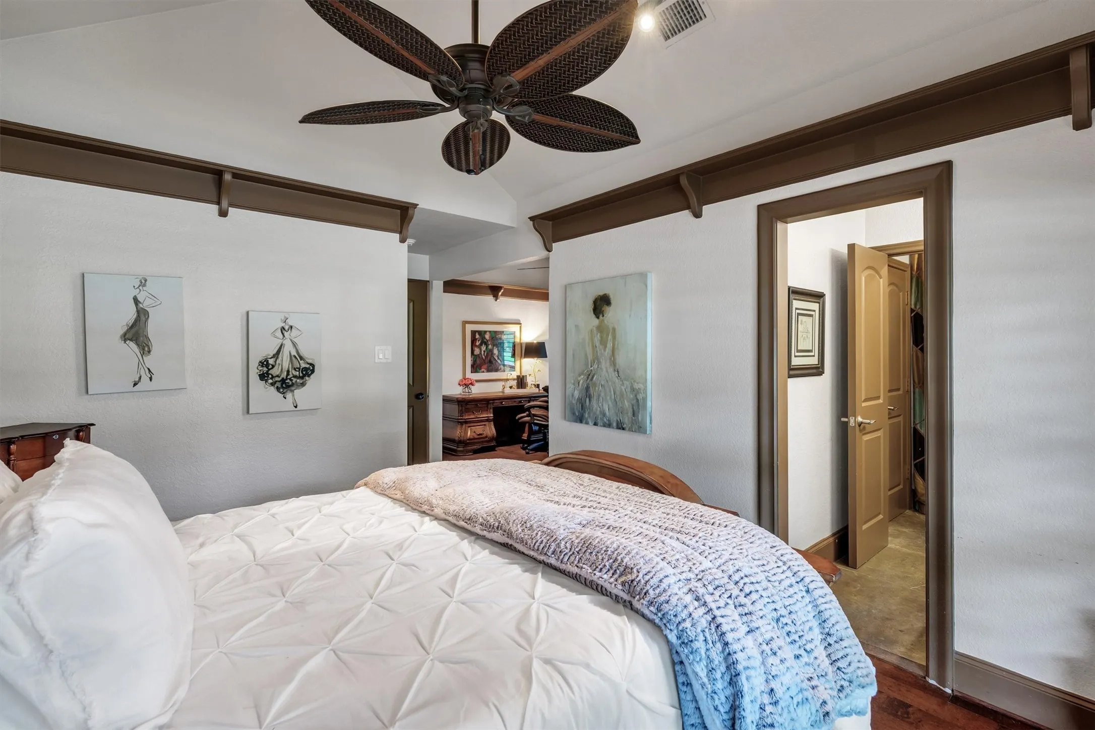 Downstairs bedroom with connecting living space.