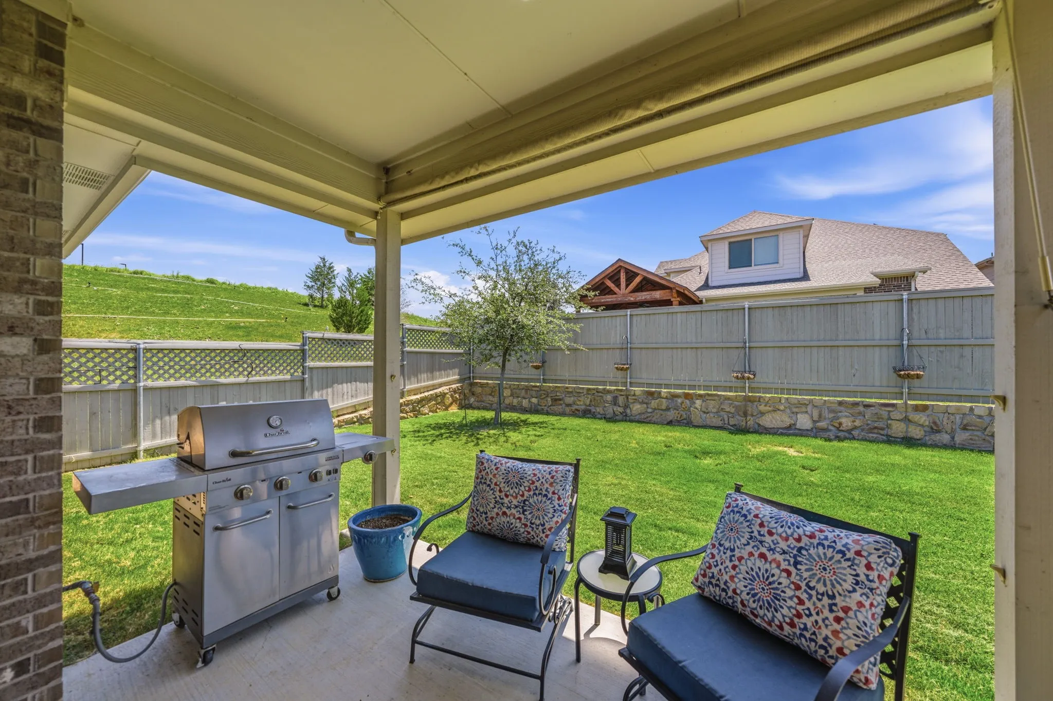 Privacy backyard on a greenbelt and is plumbed for gas. Imagine your very own creative outdoor kitchen and pool.