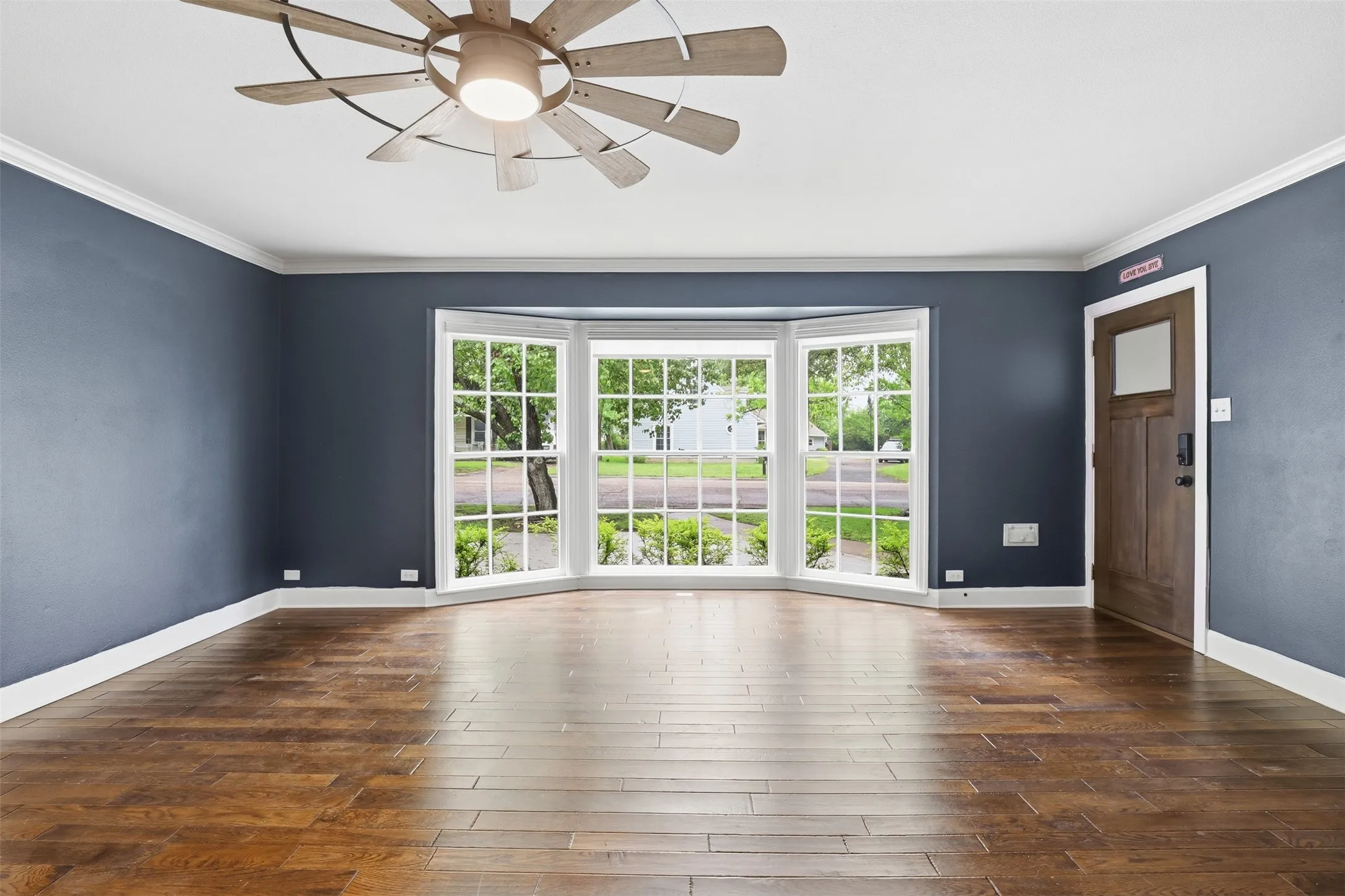 Beautiful bay windows in first living area.