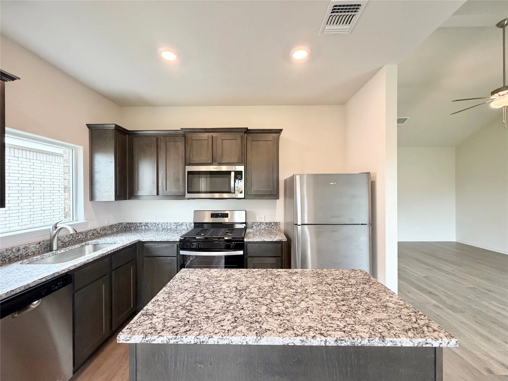 Kitchen comes with all the appliances and a kitchen island