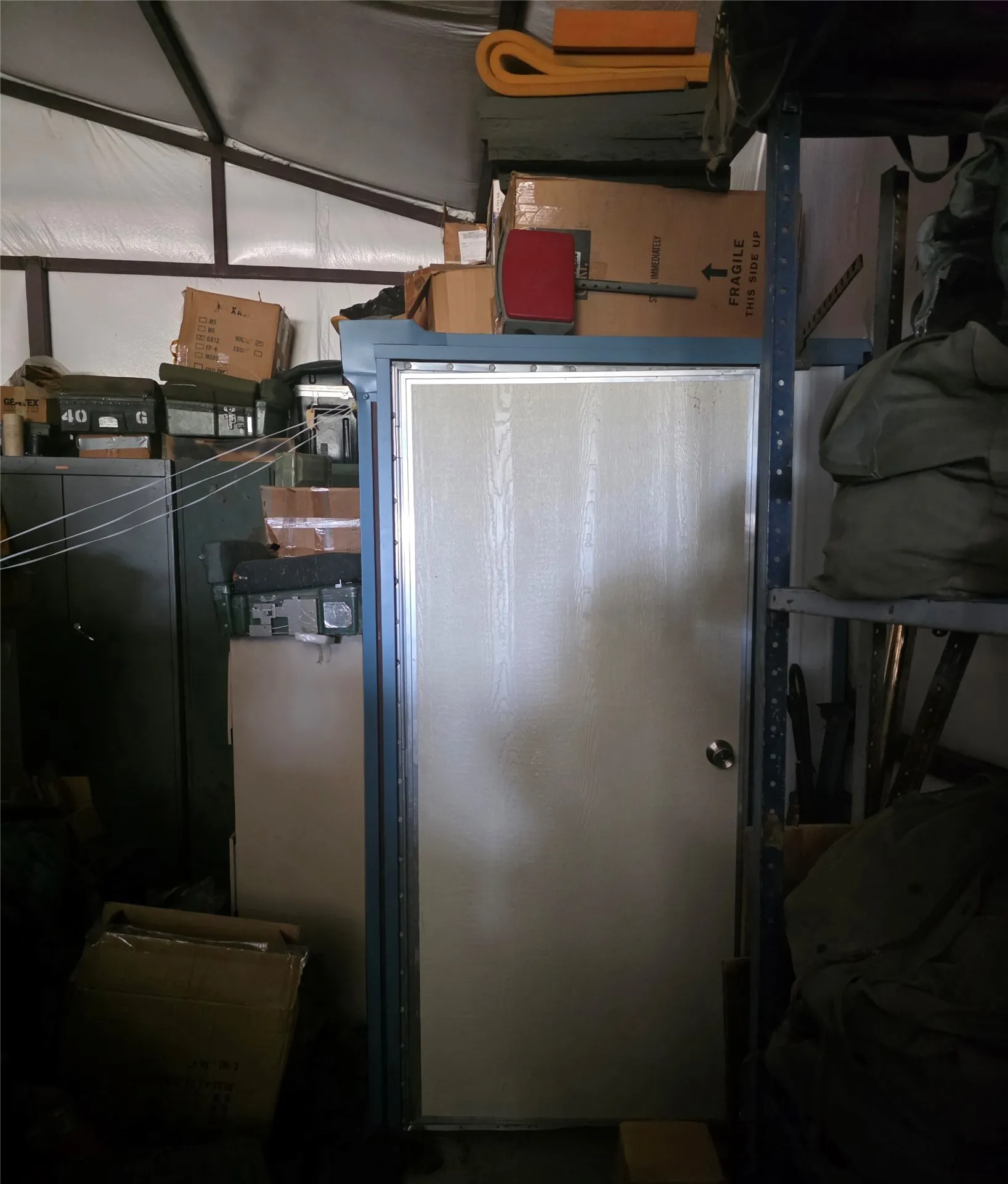Door to roughed in half bath