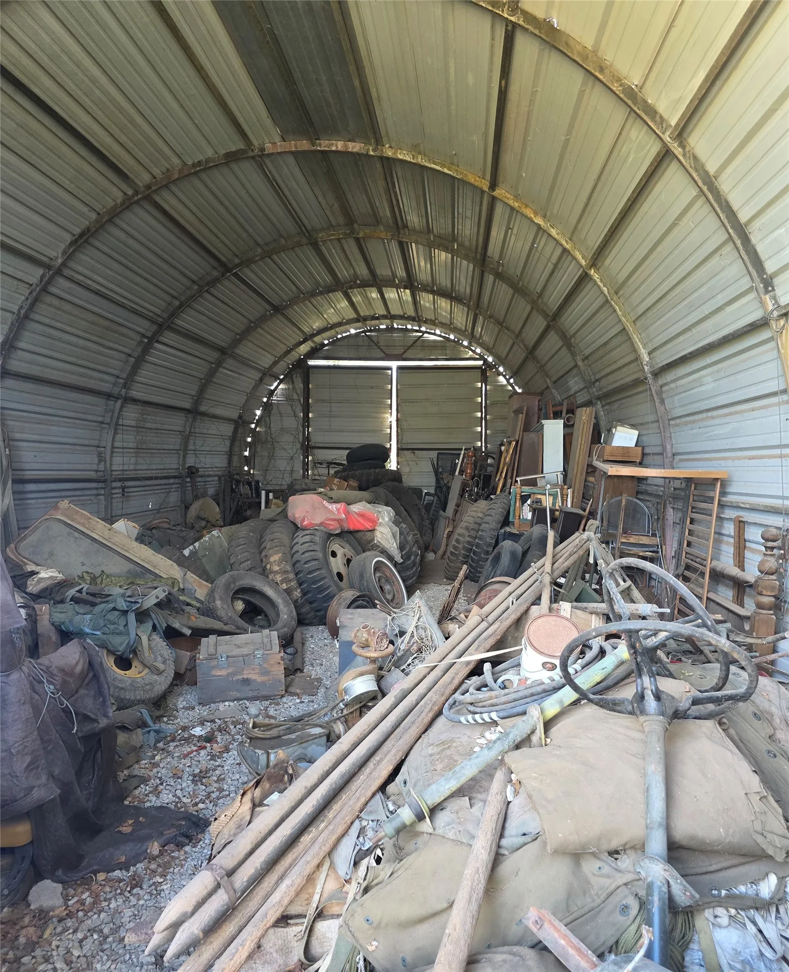 Inside one of the Quinset Huts building