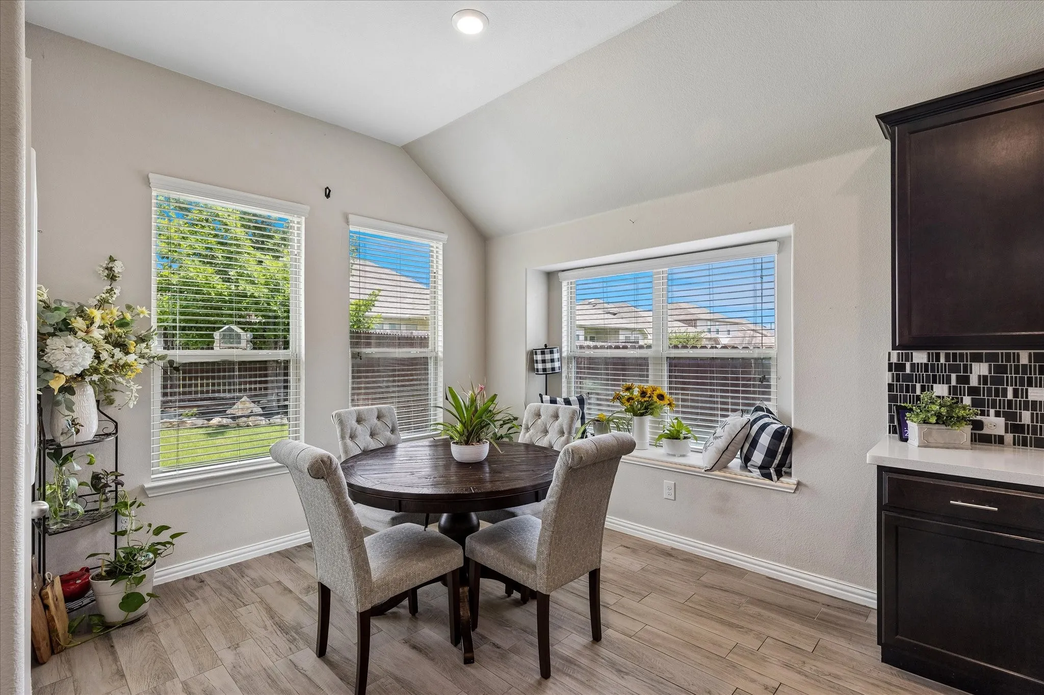 Breakfast Nook with a nice backyard view.