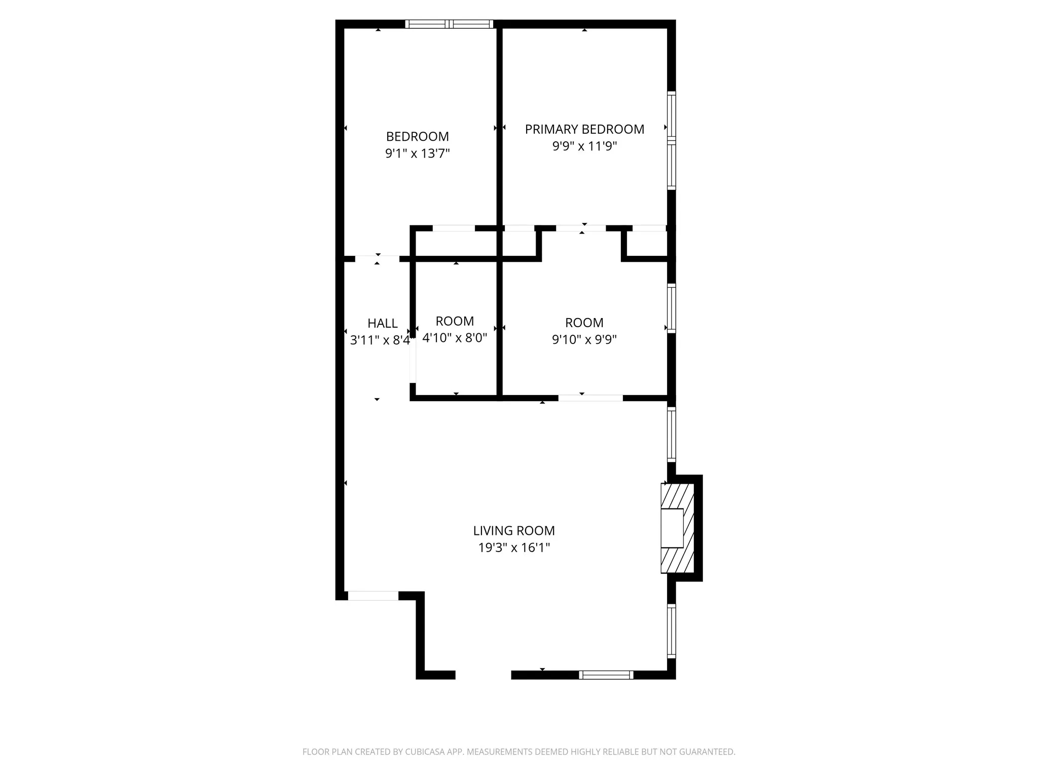 Floor plan framed-unfinished section of house.