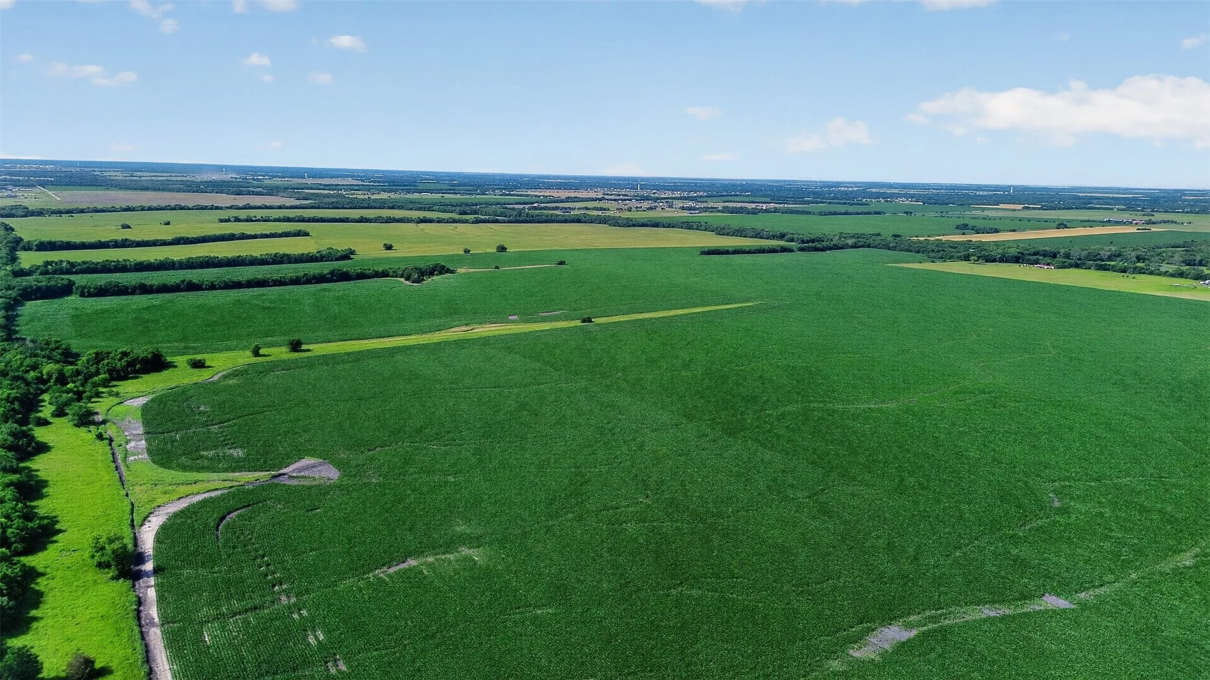 Expansive agricultural land featuring verdant fields