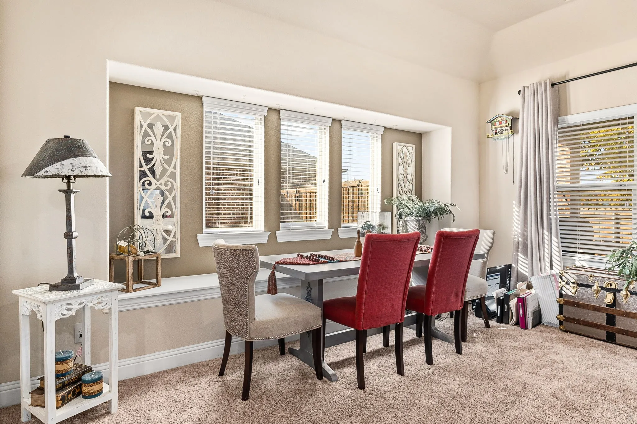 View of carpeted dining area