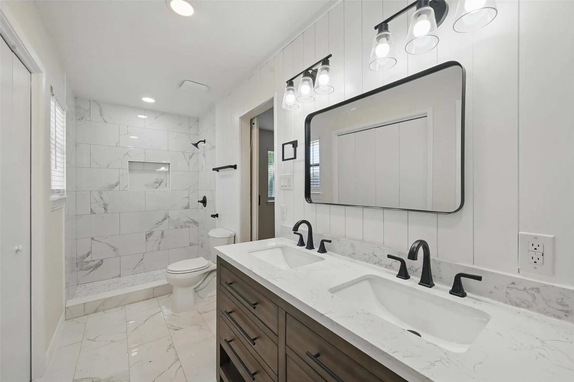 Updated bath with walk in shower