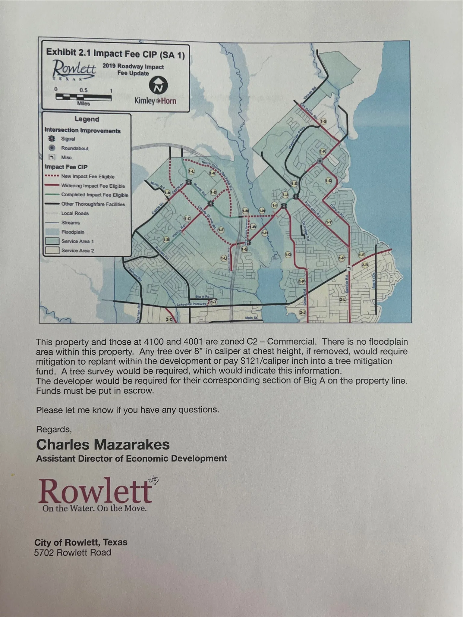 Feel free to contact Charles at the City.