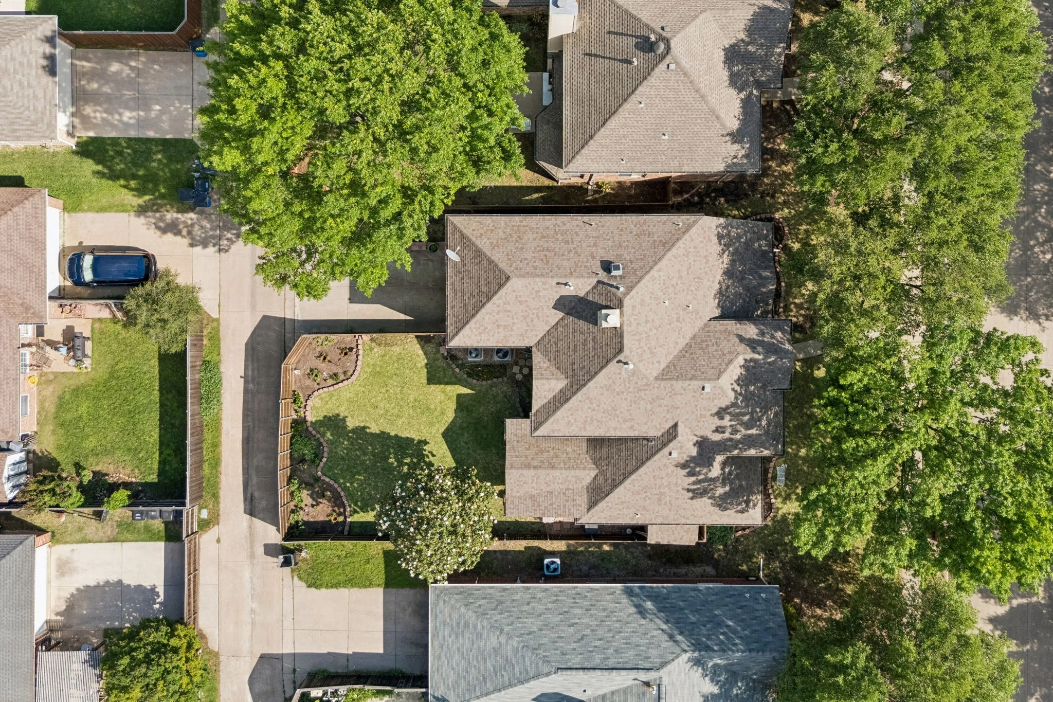 Aerial view looking down on the home.