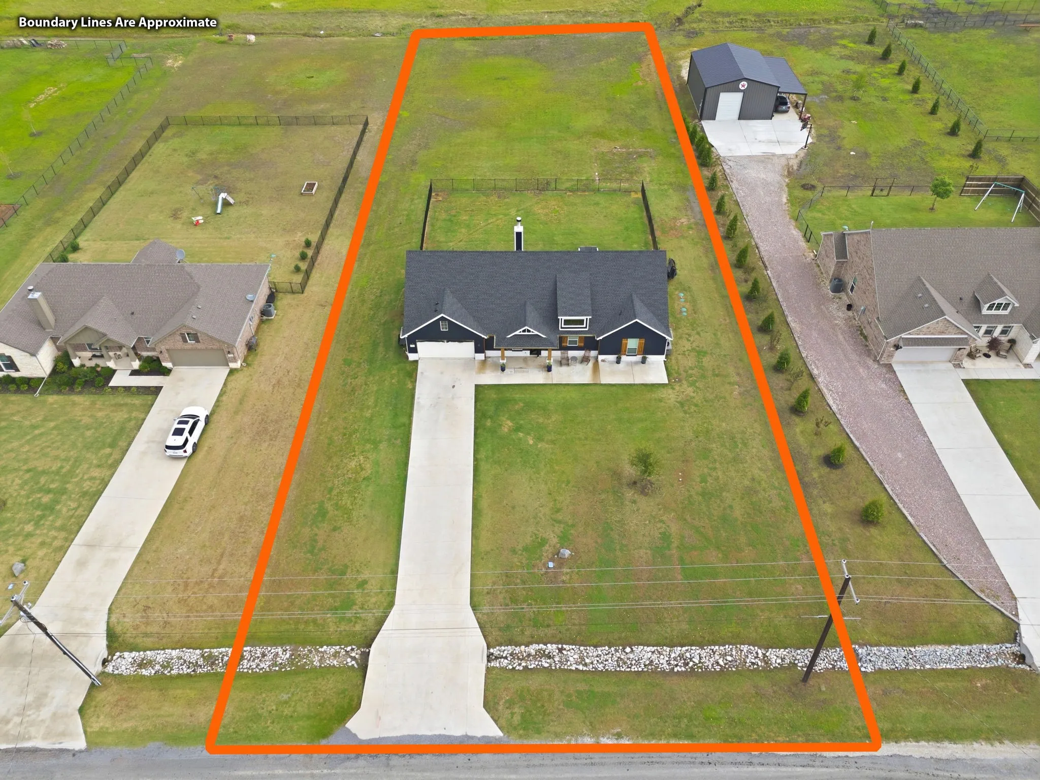 Surrounding properties are on 1 acre as well. No HOA, MUD or PID!  Top it off with an upgraded class 4 hail-reistant roof + spray foam insulation in the attic makes this home very energy efficient!