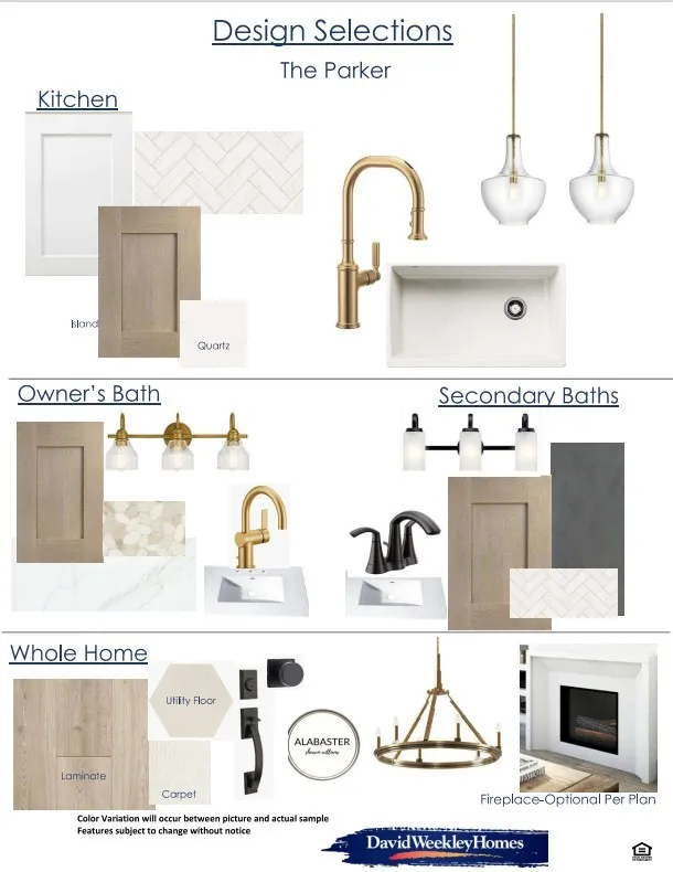 Design Selections, The Parker. Presenting material and fixture options for the property