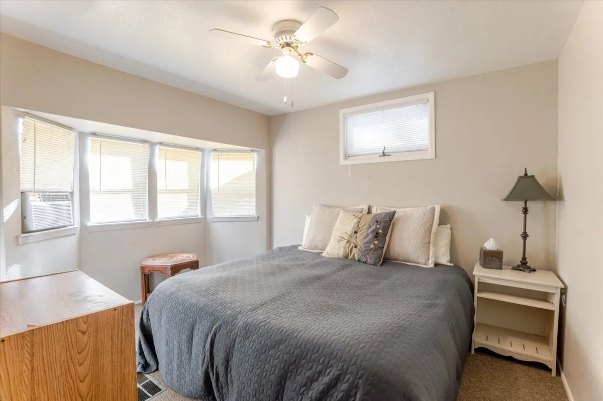 Lots of natural light in this beautiful bedroom