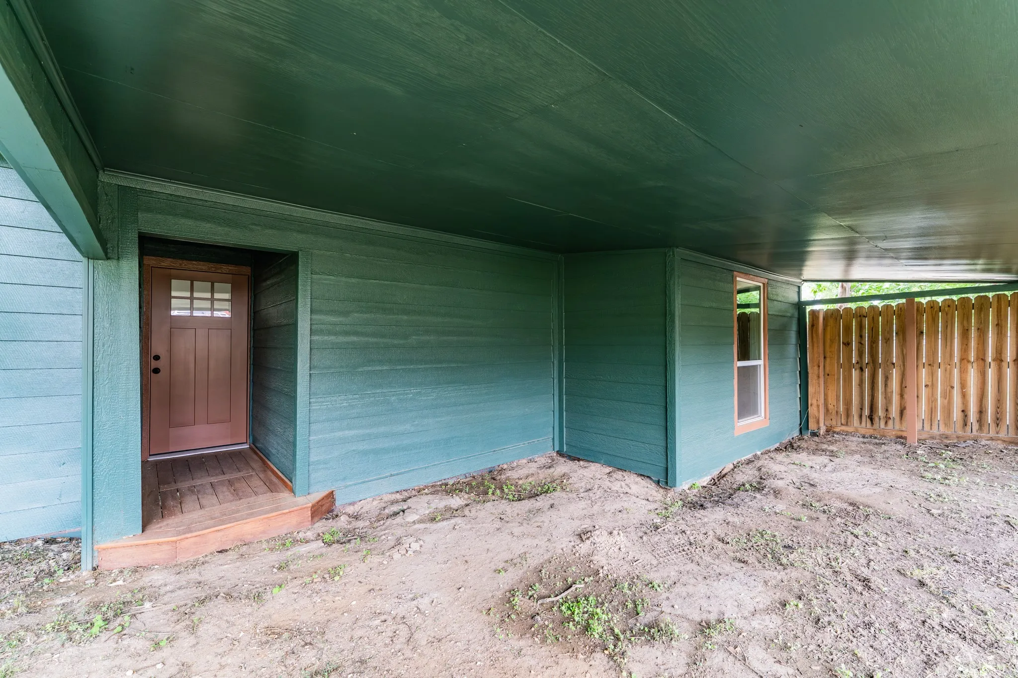 Side entry from covered parking