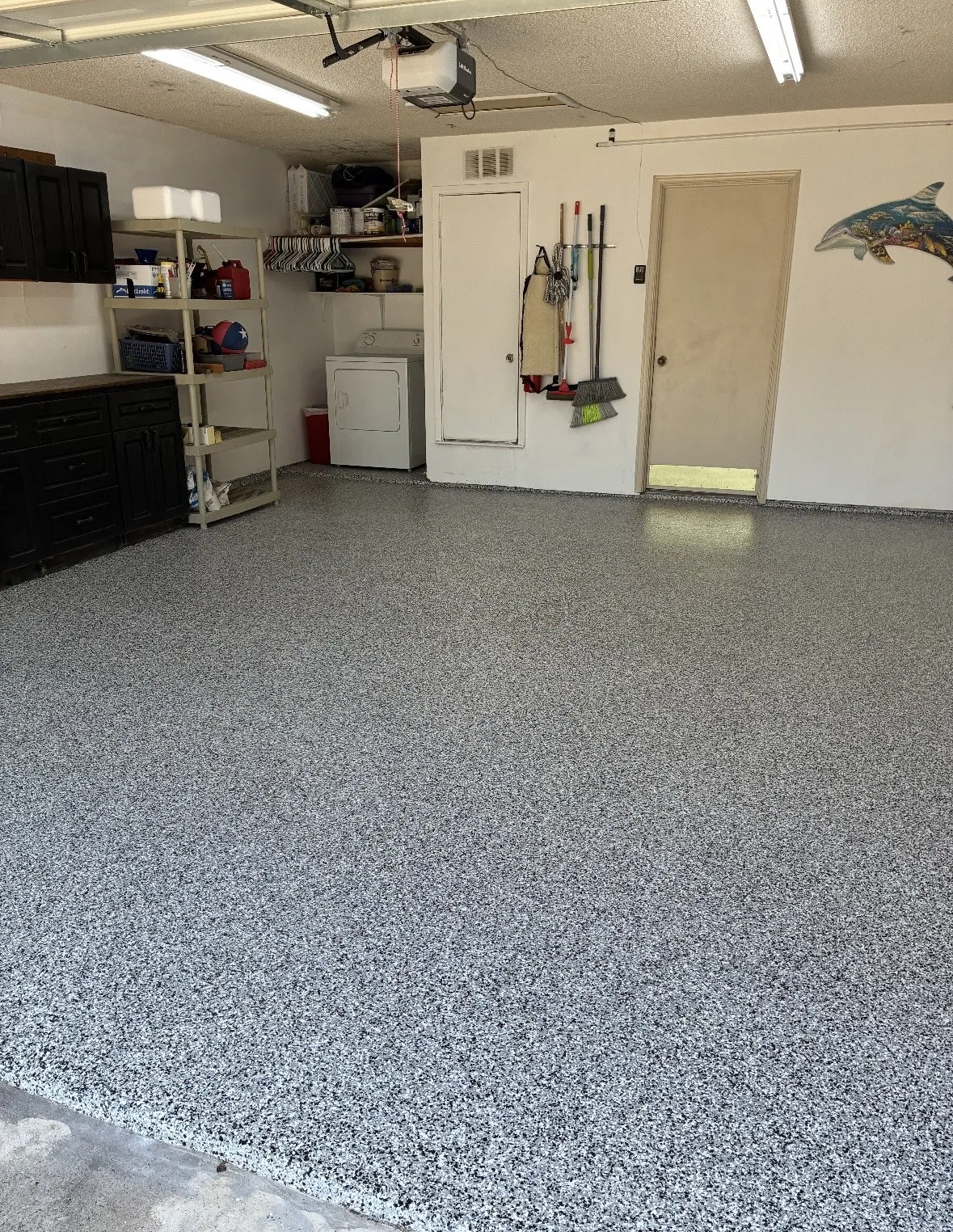 2 car rear entry garage
epoxy floor coating
