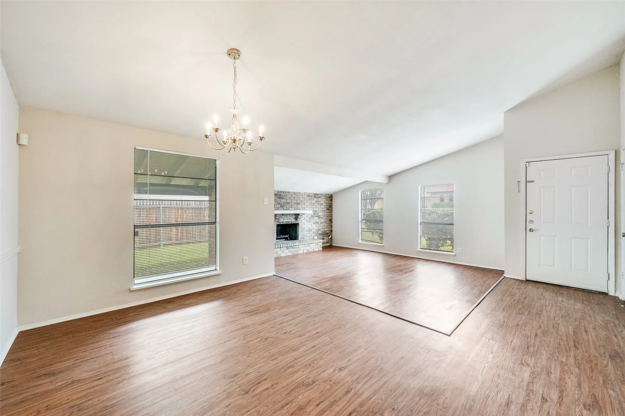 Another view of sunken living area as seen from the dining area.