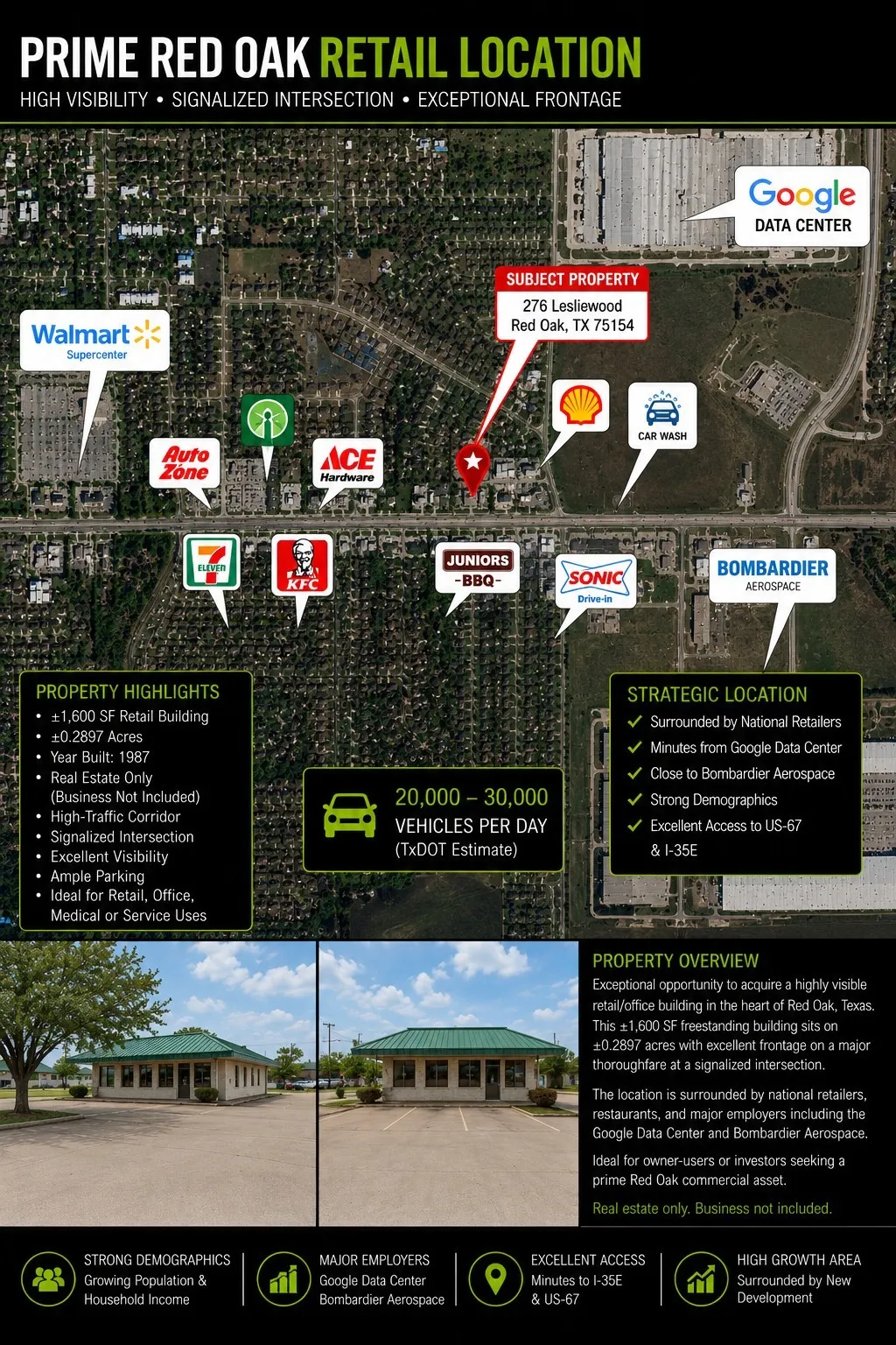 Retail For Sale in Ellis County , 276 Lesliewood, Red Oak, Texas 75154, 0, 0, Garage spaces, 0 Sqft, built in 1987, mls#21269109, Real Estate Agent in Red Oak, Homes For Sale in Ellis county, Homes For Sale in Red Oak, Realtor in Red Oak Texas, Real Estate Brokerage Independent Realty Texas, Luminita Cordes Realtor