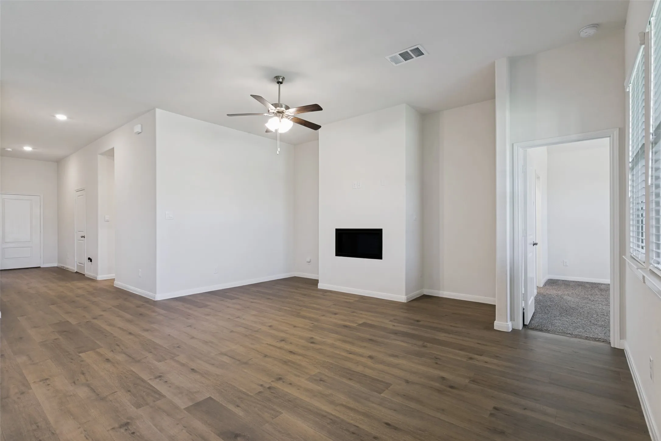 Easy-Care Flooring and Modern Fireplace