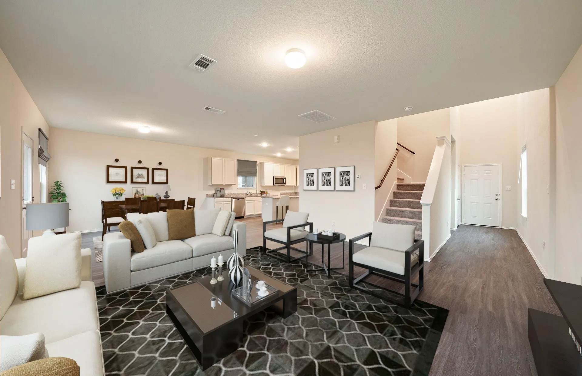 *Model Representation - Gathering room with view of main living areas