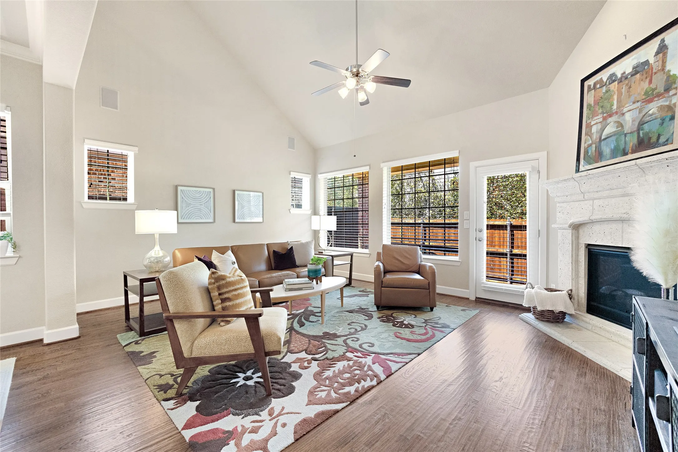 Living room has considerable natural light