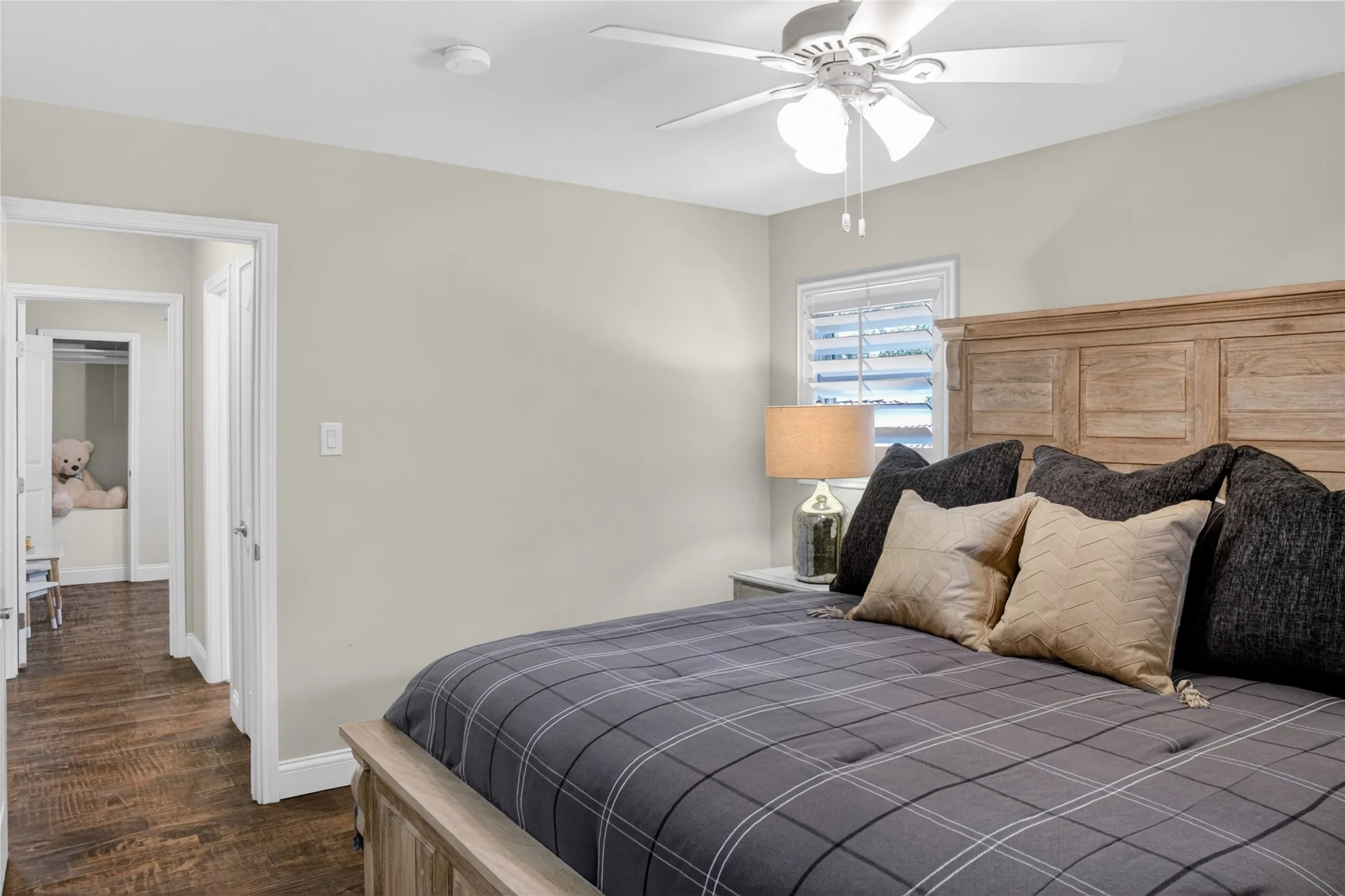 Another view of the secondary bedroom looking into the hallway