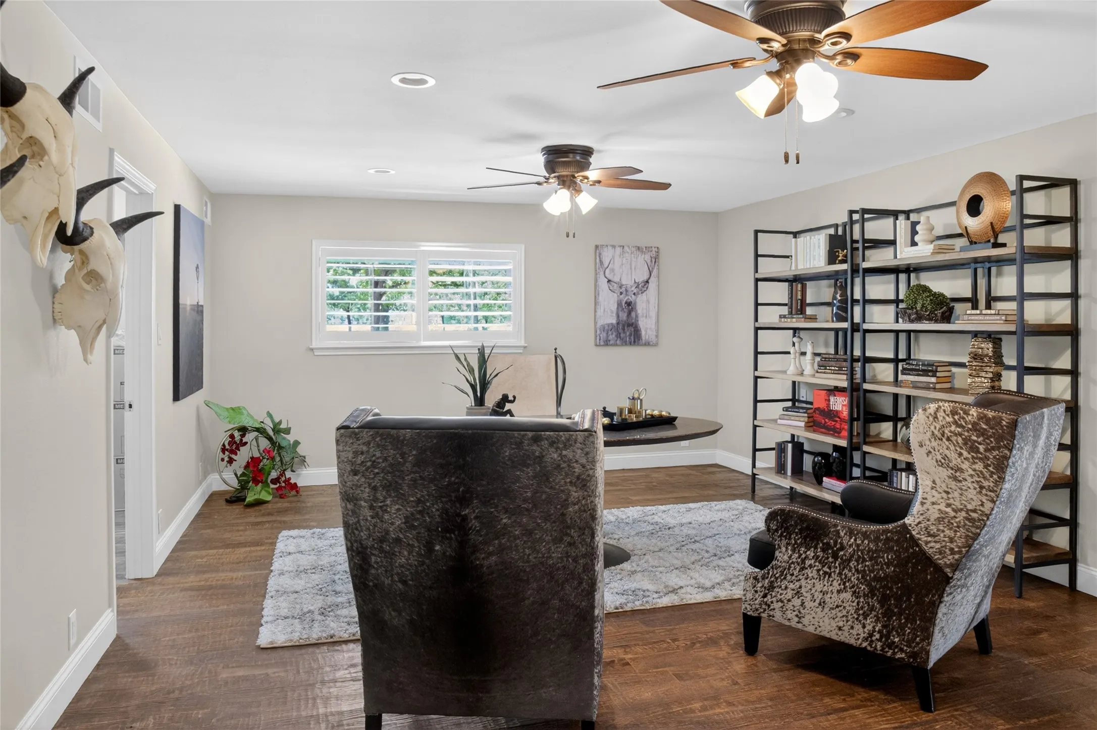 This is a flex room has a huge walk-in closet & access to a full bath. It can be a secondary bedroom, office, gameroom, or guest suite. It has french doors with private entry/exist to the outdoor living area