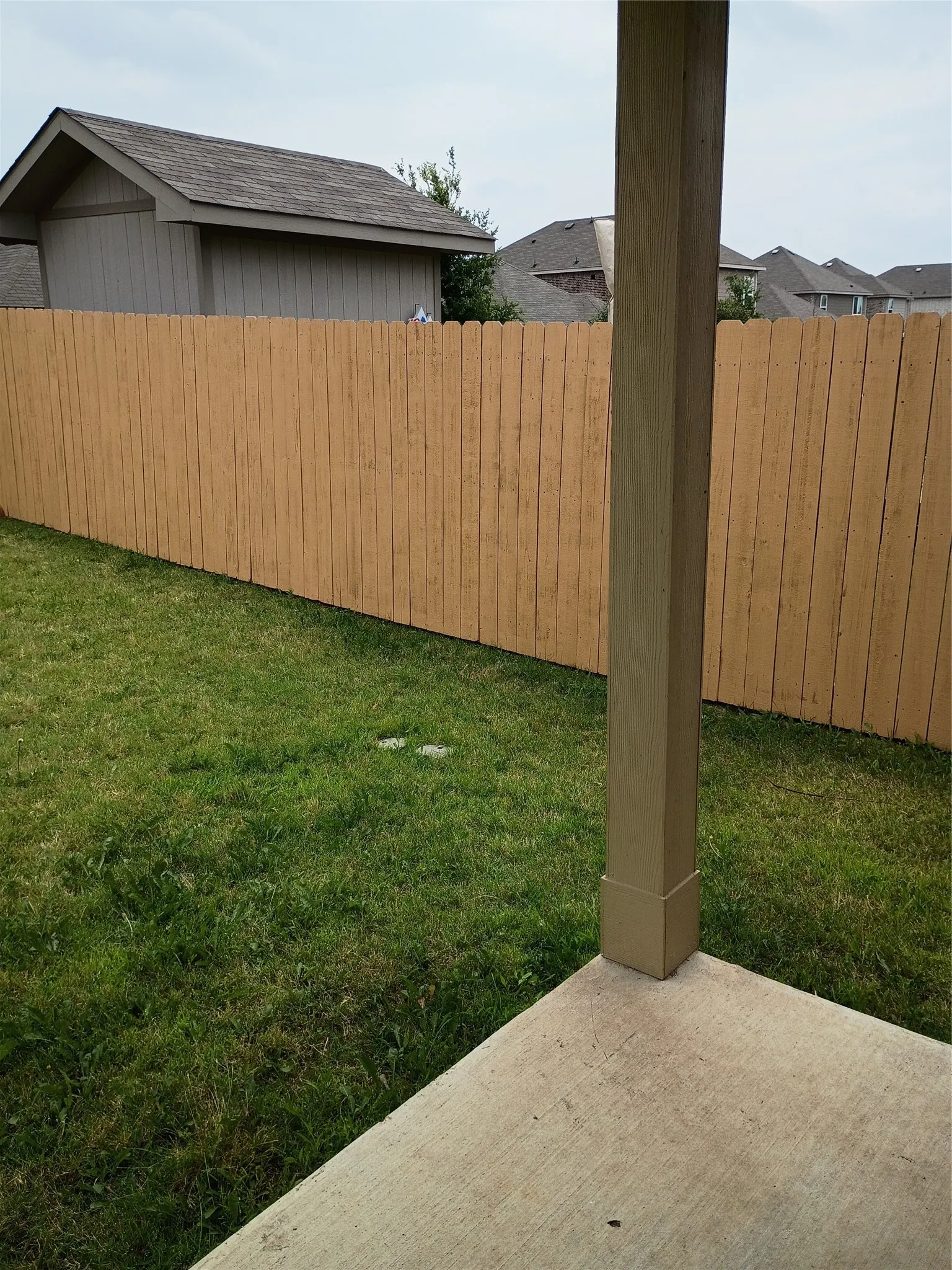 This is the northwest corner of the large fence yard, as seen from the large covered patio