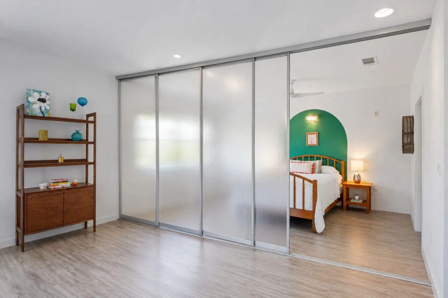 AI-generated rendering shown for illustrative purposes only to demonstrate one possible wall partition and room configuration within the open-concept floor plan.